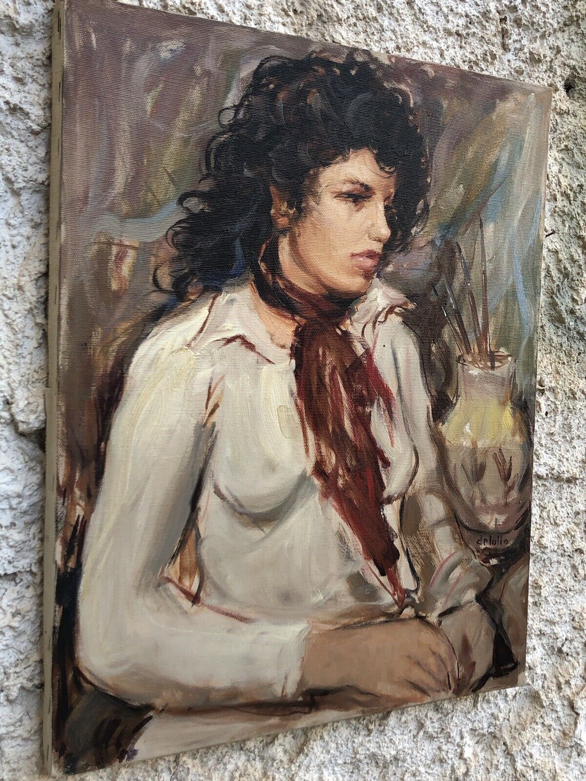 Quadro vintage -Figura Donna- dipinto a olio su tela