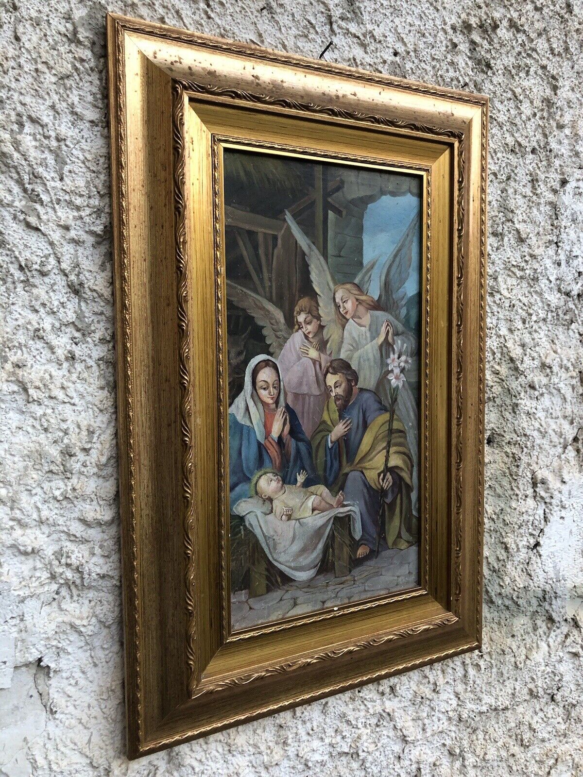 Quadro antico -Natività- dipinto a olio su tela