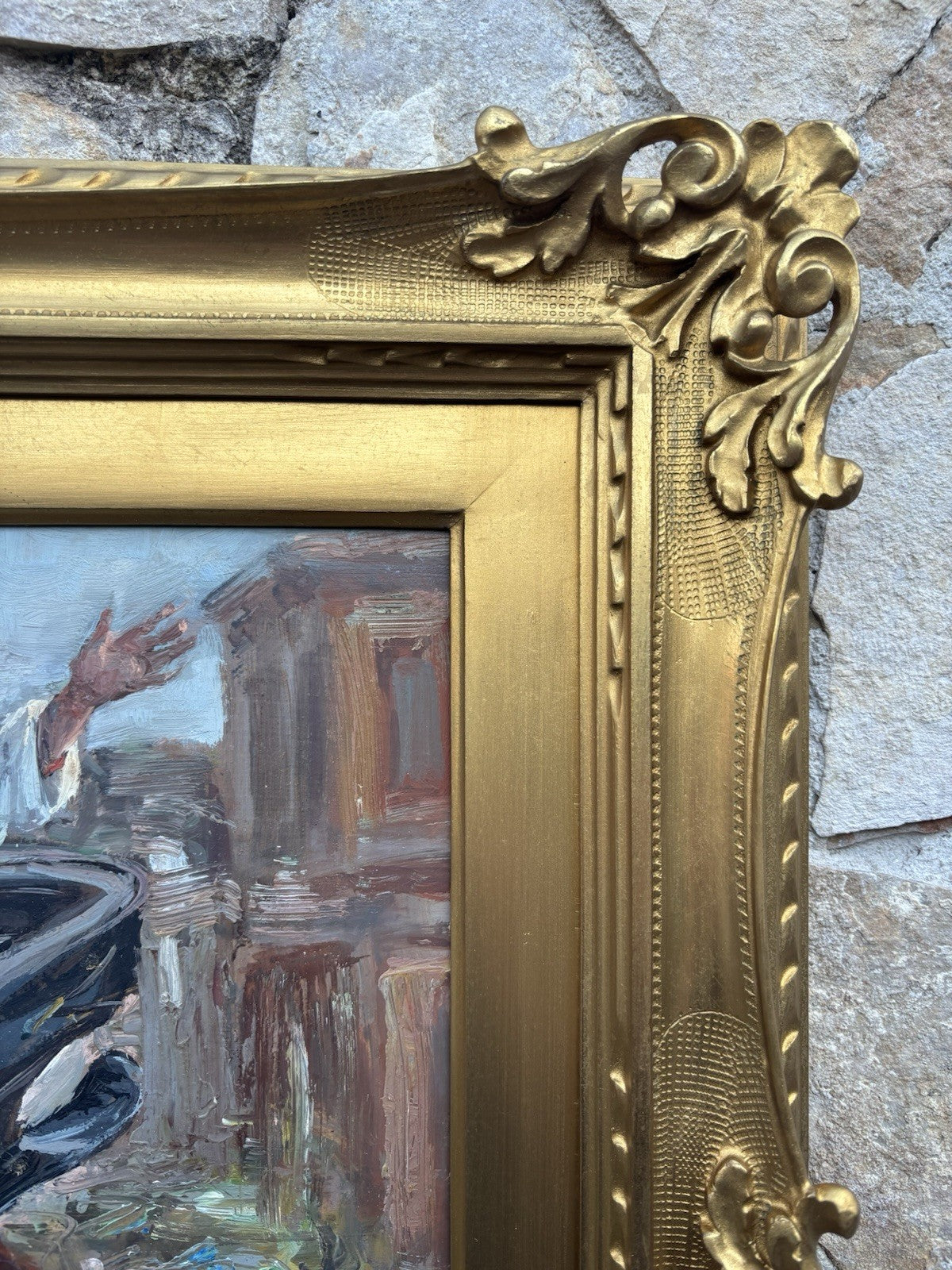 Quadro -Pulcinella In Carrozza- dipinto a olio