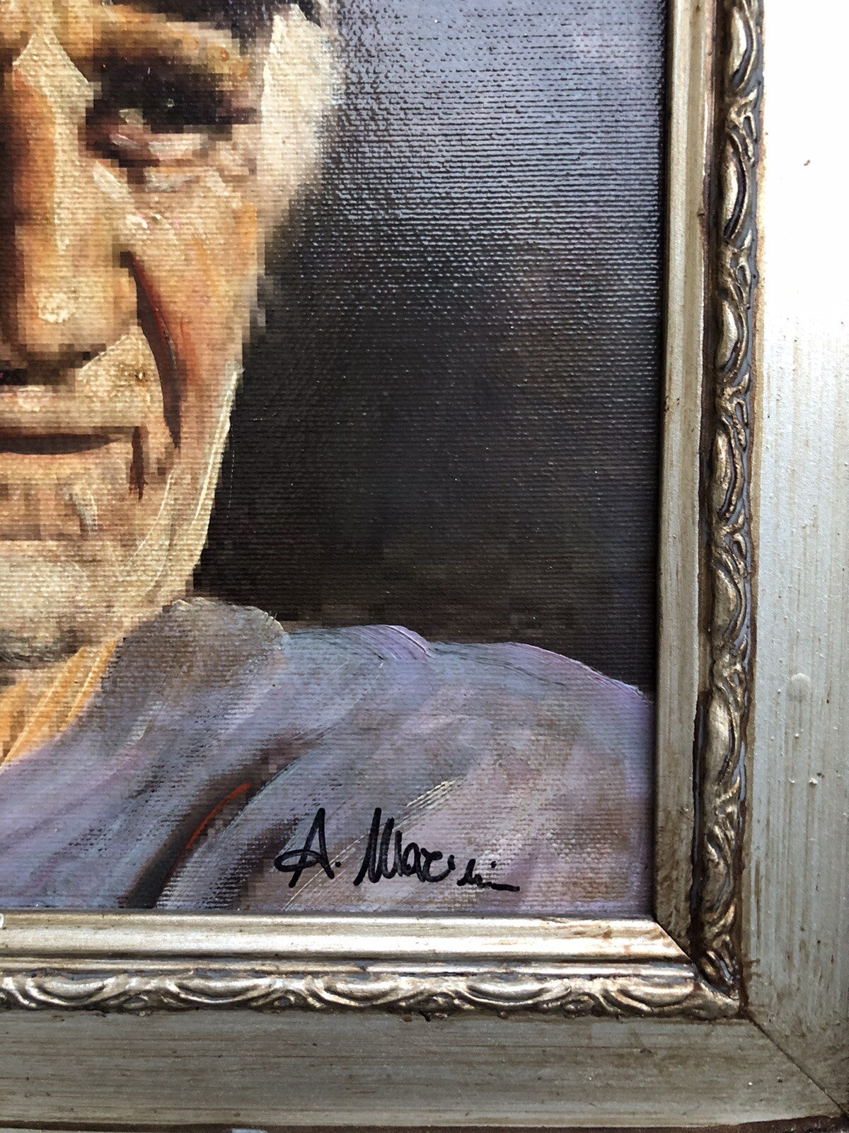 Quadro dipinto a olio su tela, soggetto Uomo Anziano