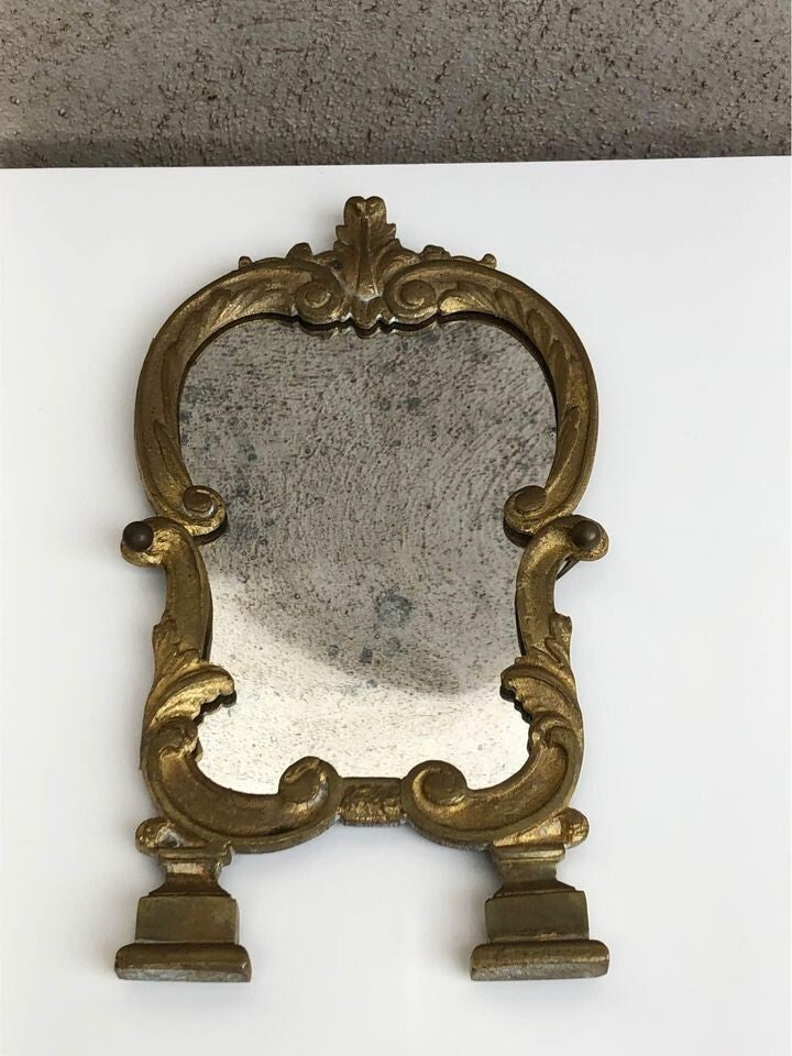 Specchio vintage in ottone dorato