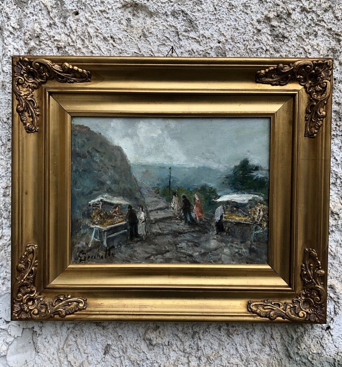Quadro -Paesaggio Con Figure- Gaetano Bocchetti dipinto a olio su tela