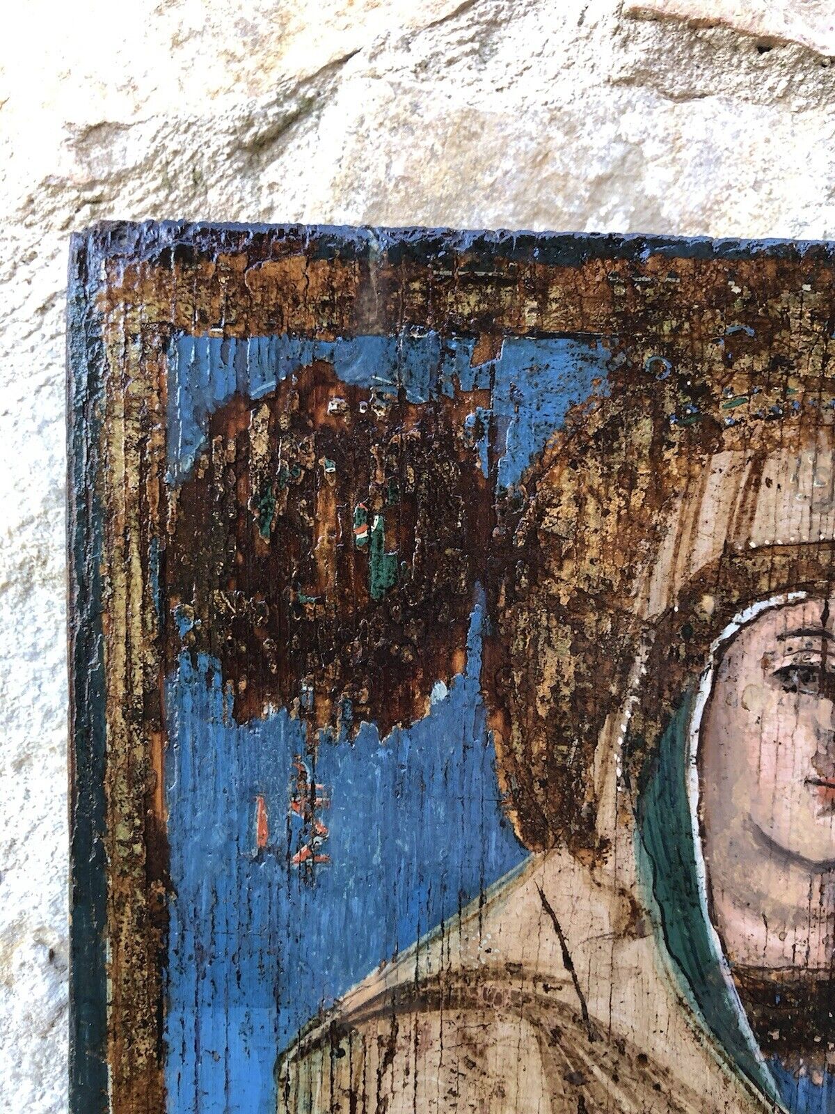 Icona Religiosa Antica Dipinta Su Legno