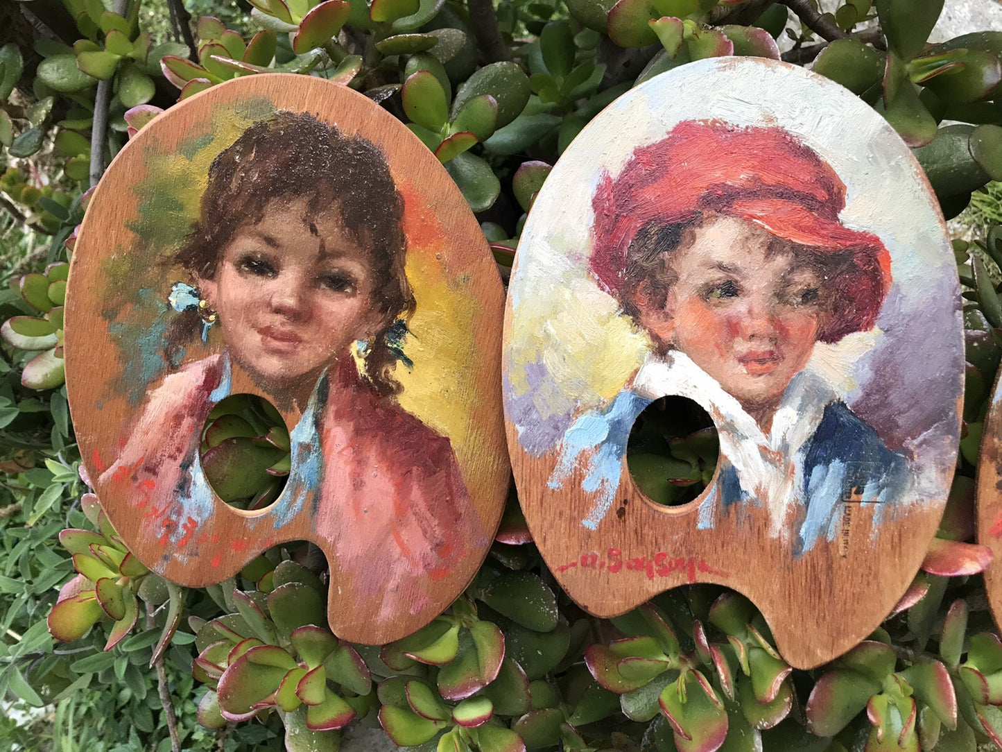 Tris Quadri Vintage Dipinti A Olio Su Tavolozza