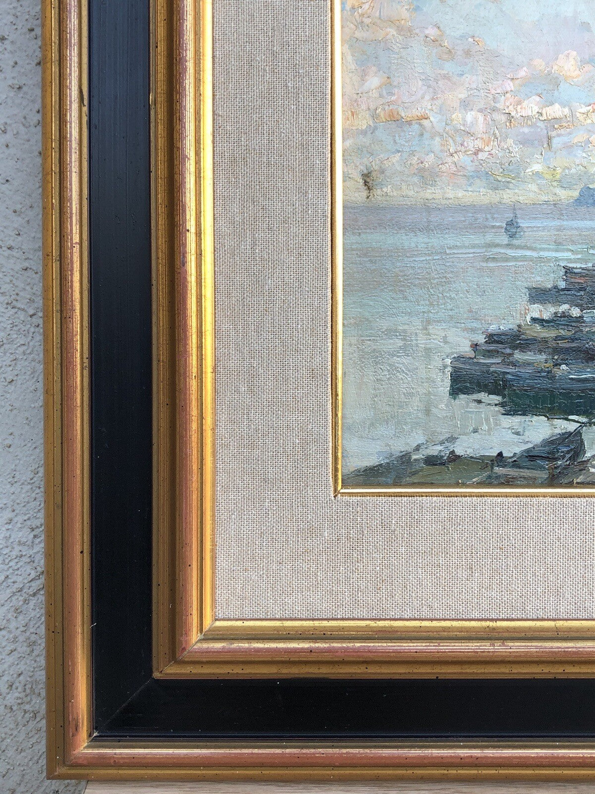 Quadro vintage -Marina- dipinto a olio su tavoletta