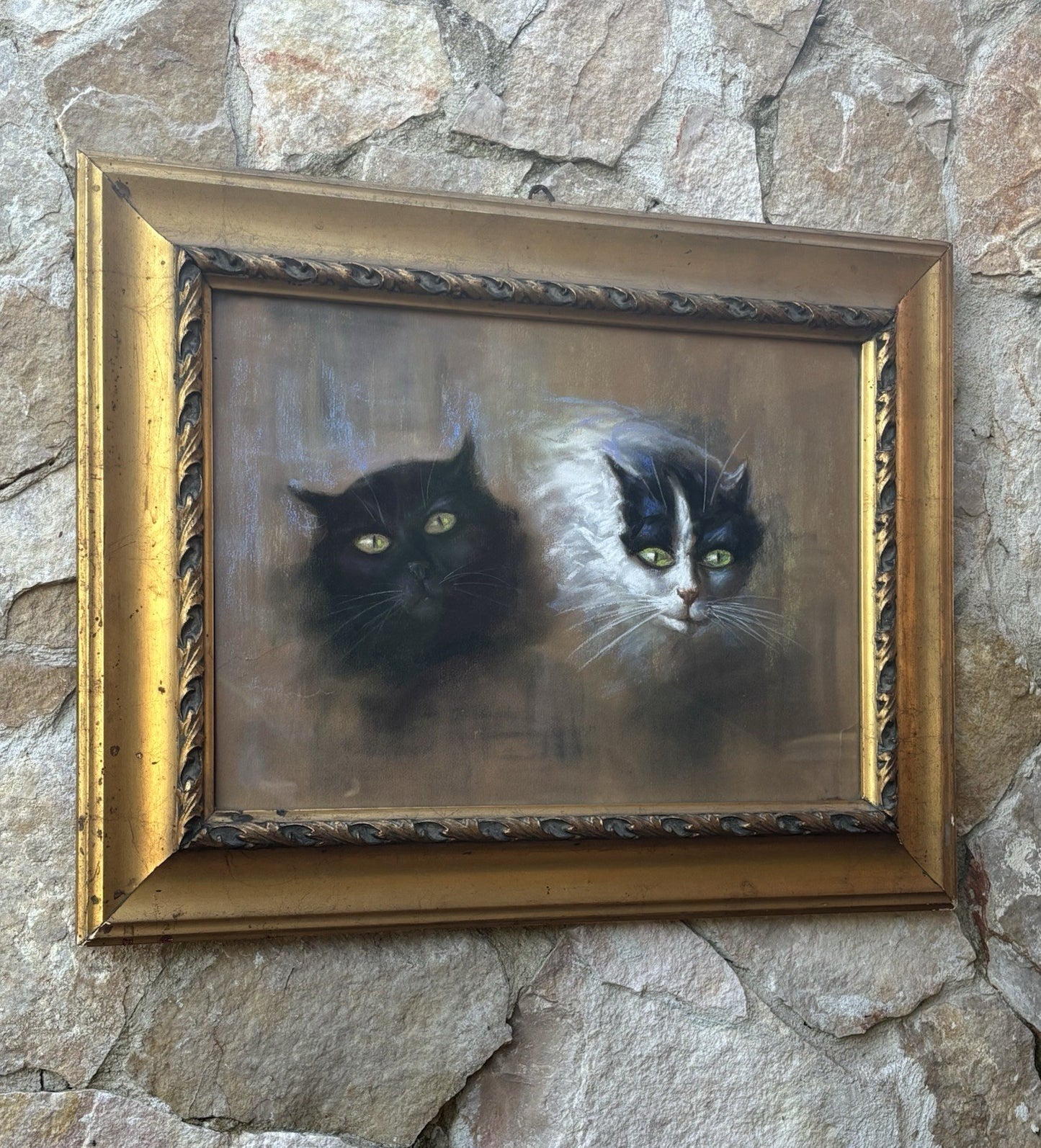 Quadro antico -Gatti- Marino Lenci? realizzato a pastello su carta