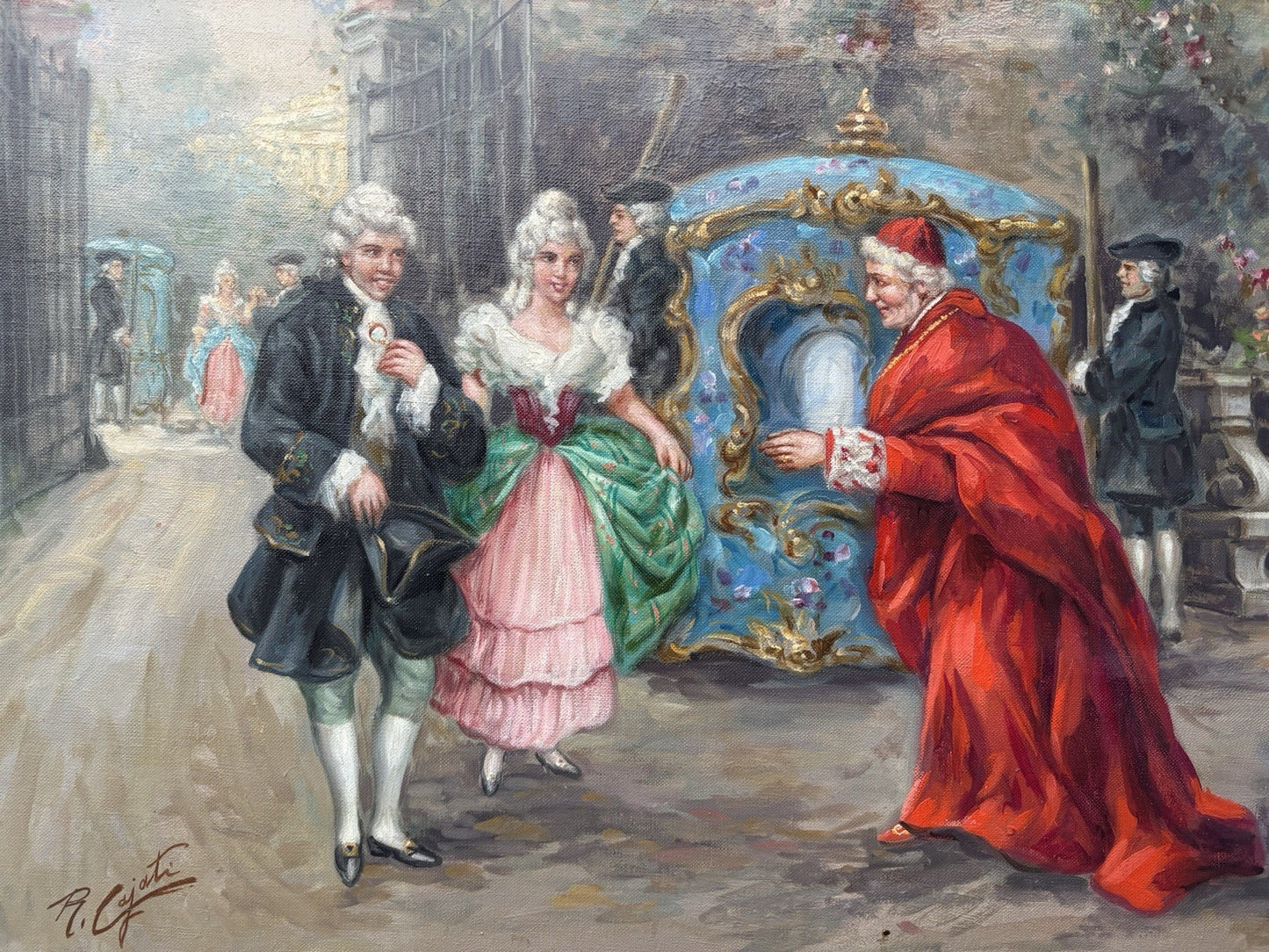 Quadro -Figure Di Nobili- Roberto Cajati dipinto a olio su tela