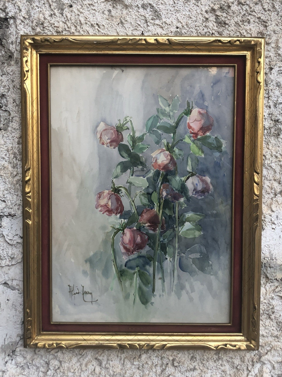 Quadro -Rose Appassite- Antonello Zecca dipinto ad acquerello