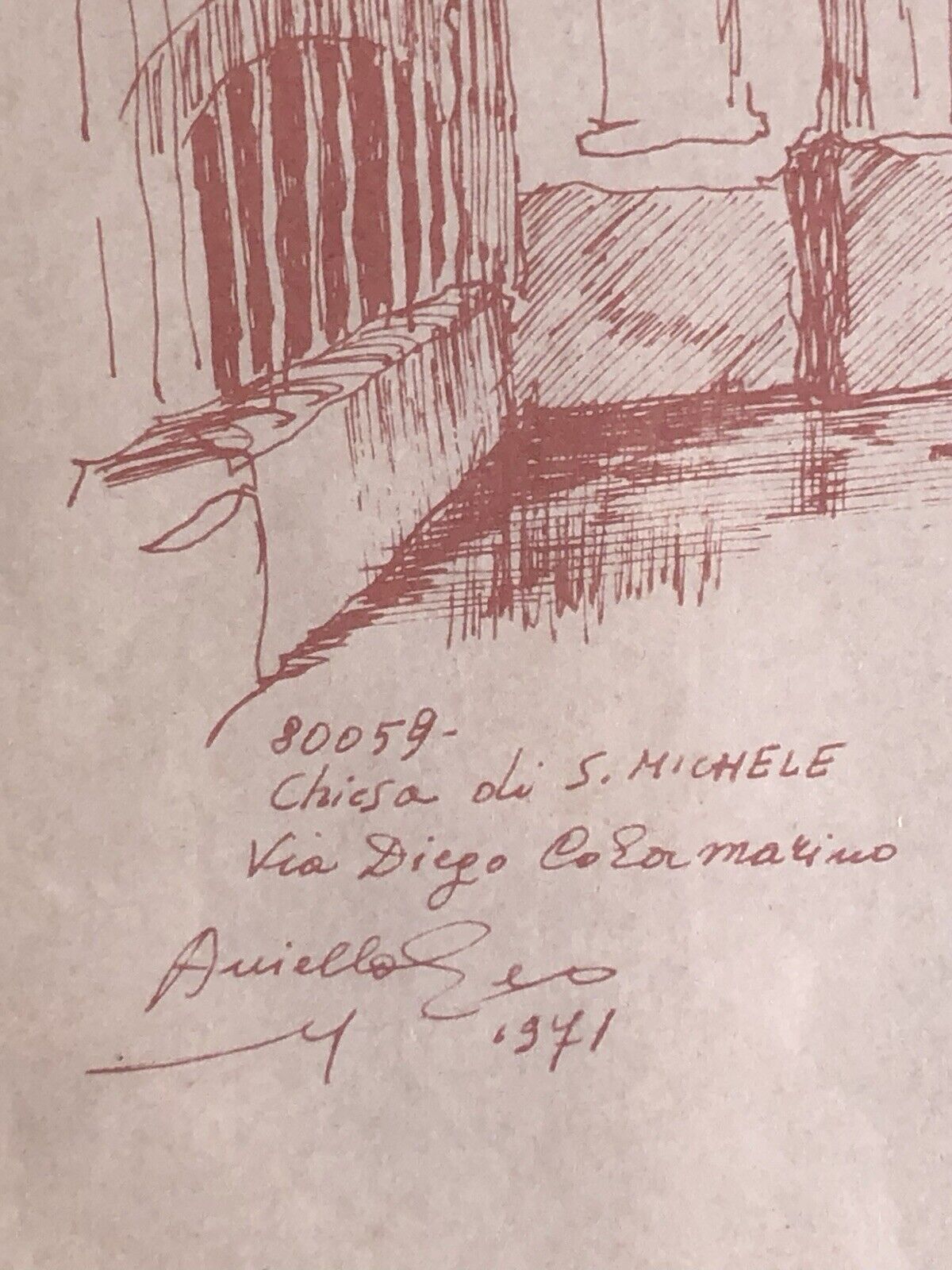 Quadro -Chiesa Di S.Michele- disegno a tecnica mista su carta