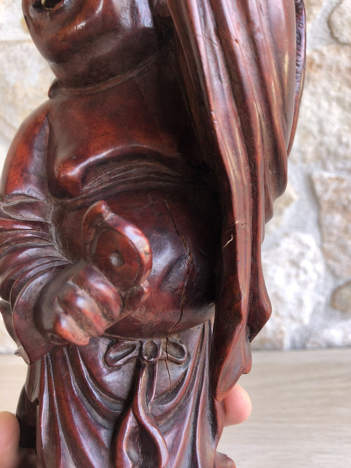 Scultura Cinese Vintage In Legno