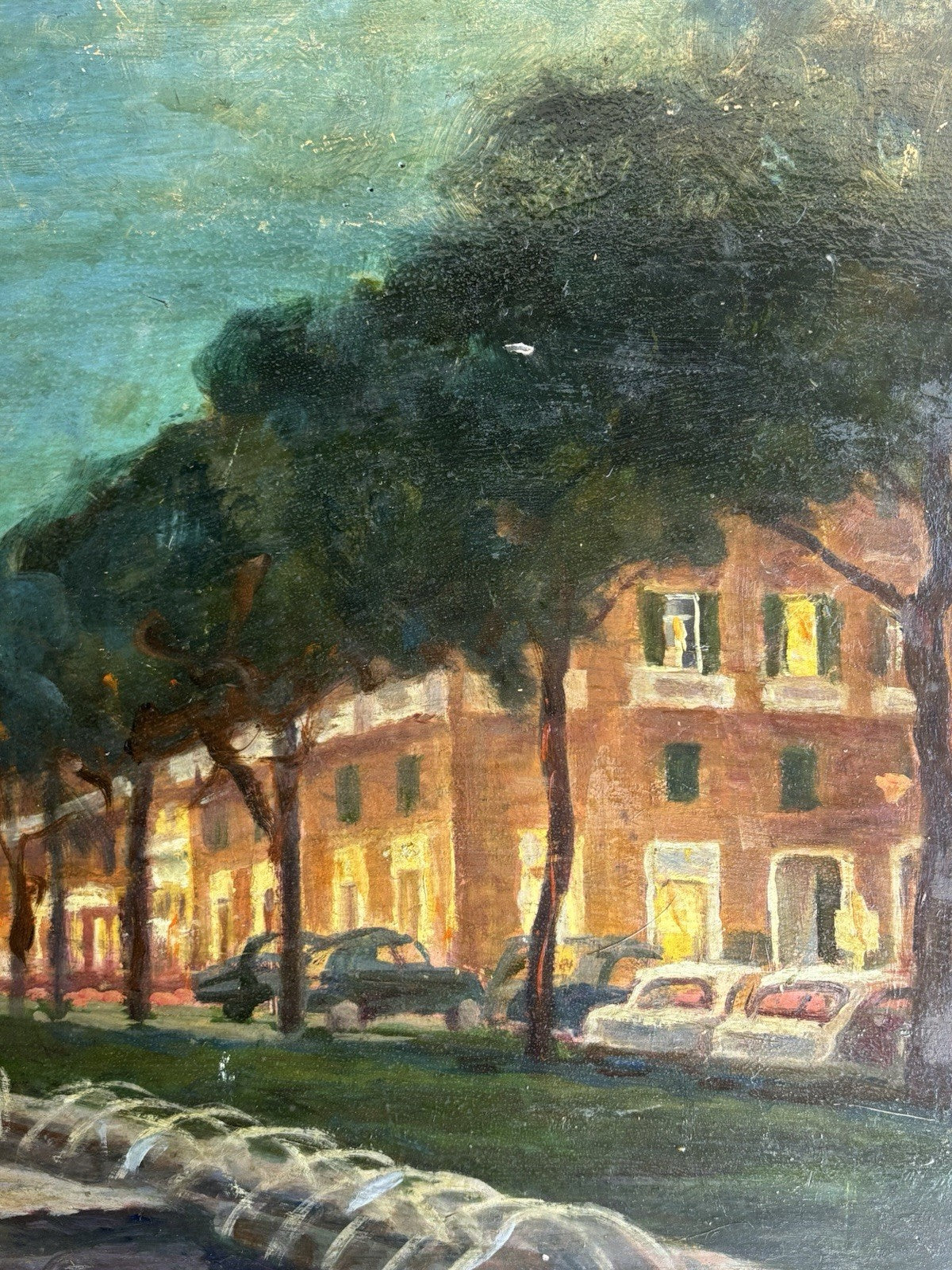 Quadro -Piazza Municipio- dipinto a olio su tavoletta