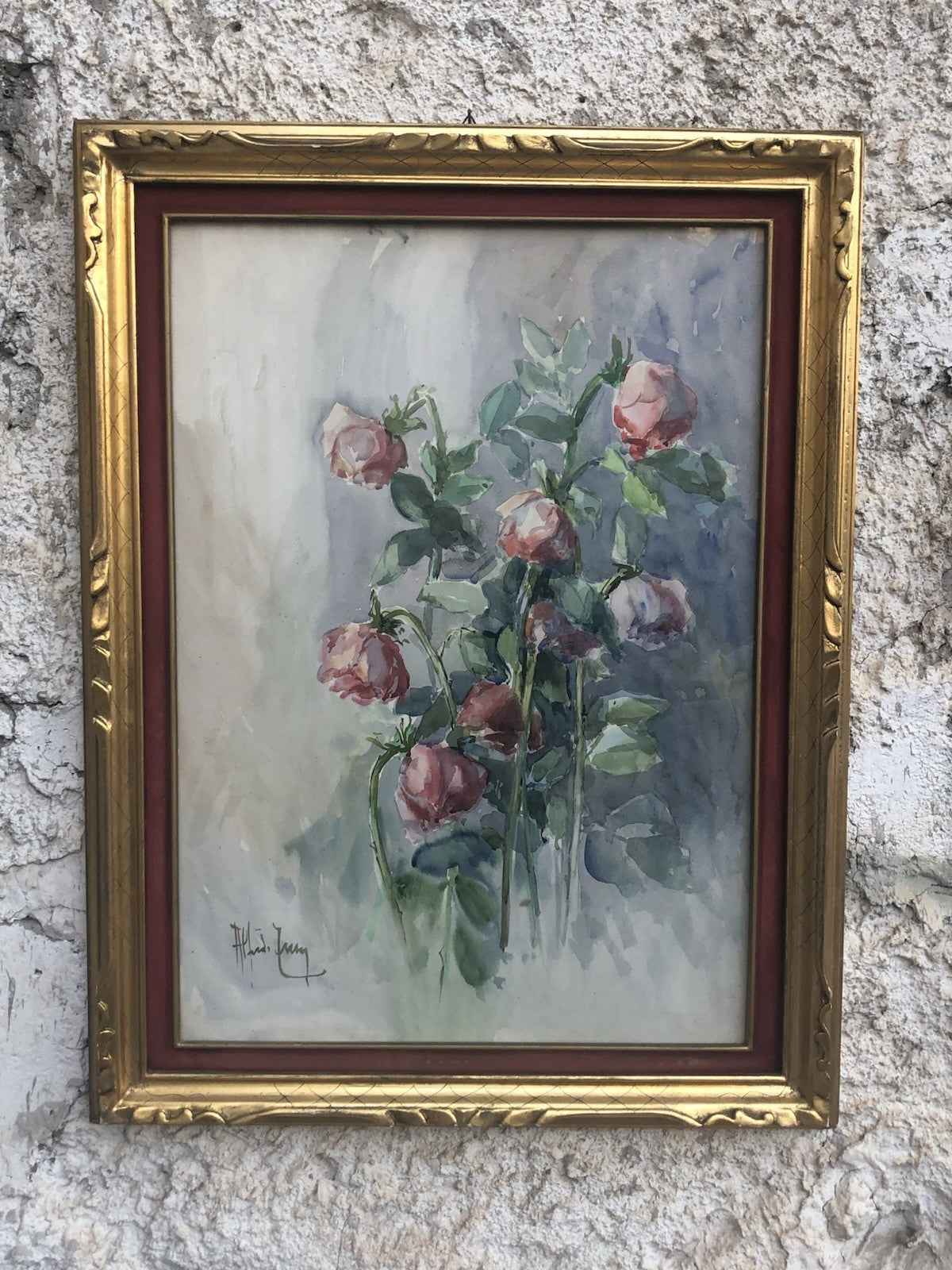 Quadro -Rose Appassite- Antonello Zecca dipinto ad acquerello