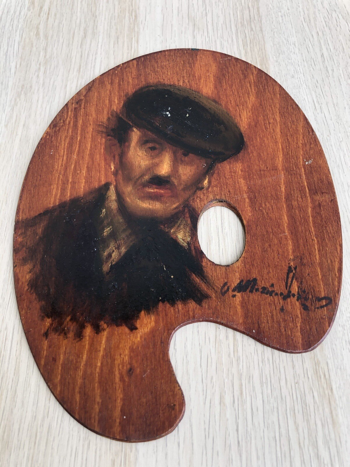 Quadro vintage -Signore Con Cappello- dipinto a olio su tavolozza