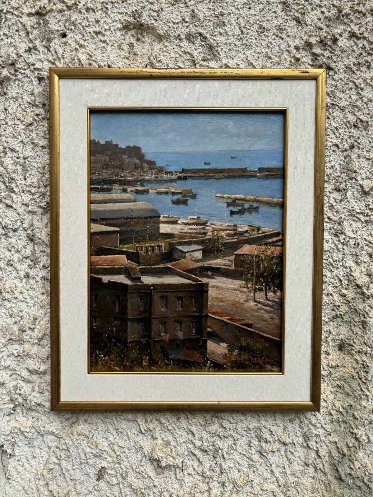 Quadro vintage -Marina Di Pozzuoli- dipinto a olio