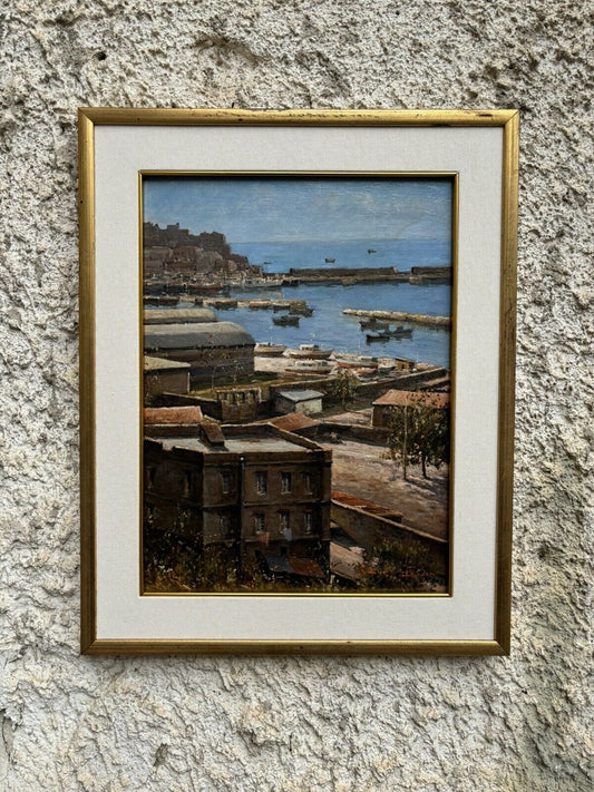 Quadro vintage -Marina Di Pozzuoli- dipinto a olio