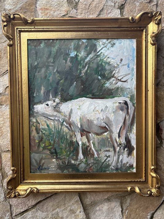 Quadro -Paesaggio Con Toro- Carlo Verdecchia dipinto a olio