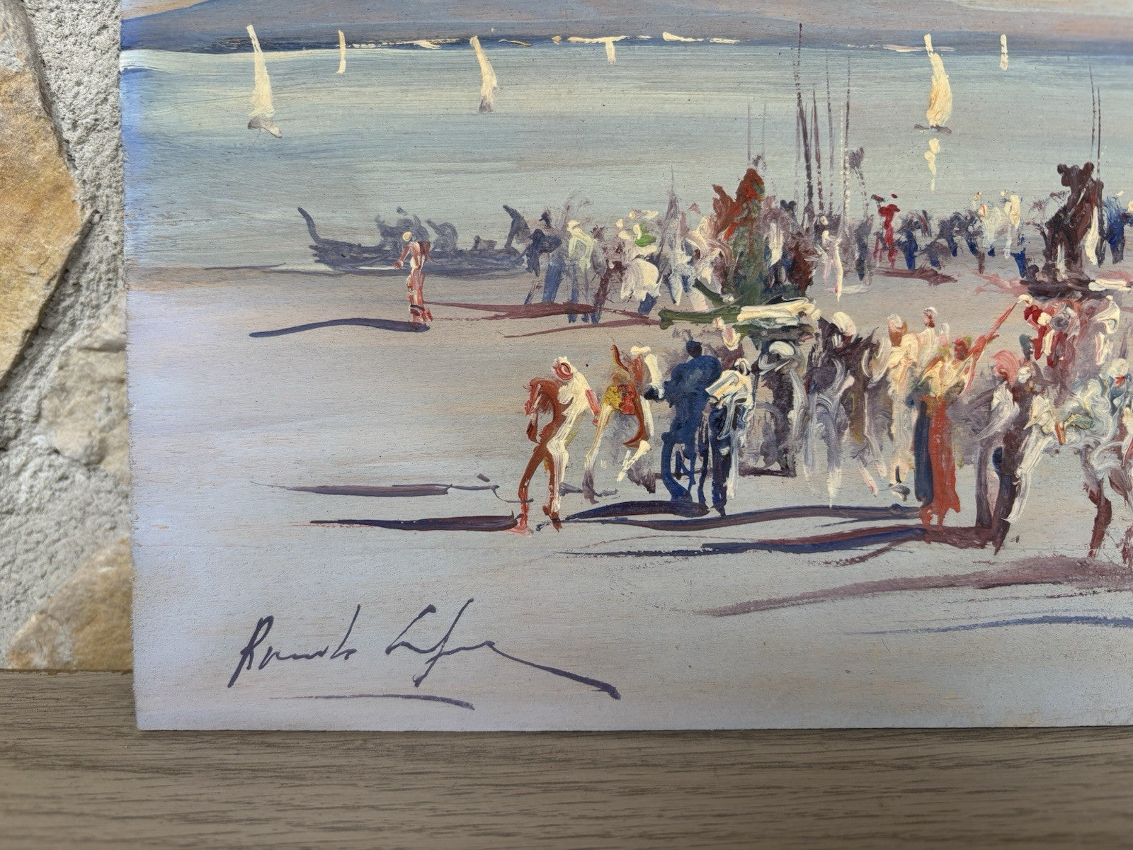 Quadro -Golfo Di Napoli- dipinto a olio su tavoletta