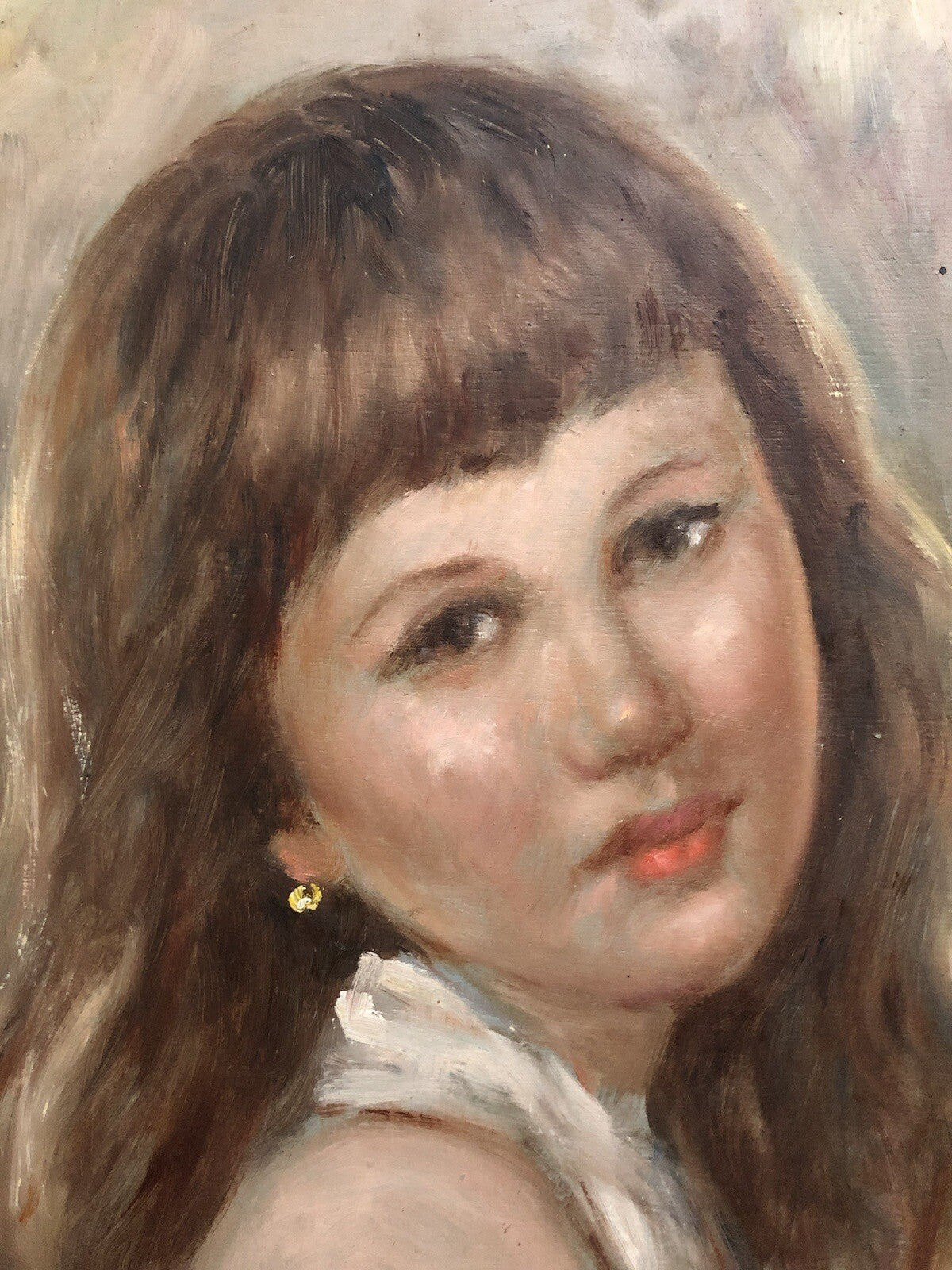 Quadro vintage -Fanciulla- dipinto a olio su tavoletta