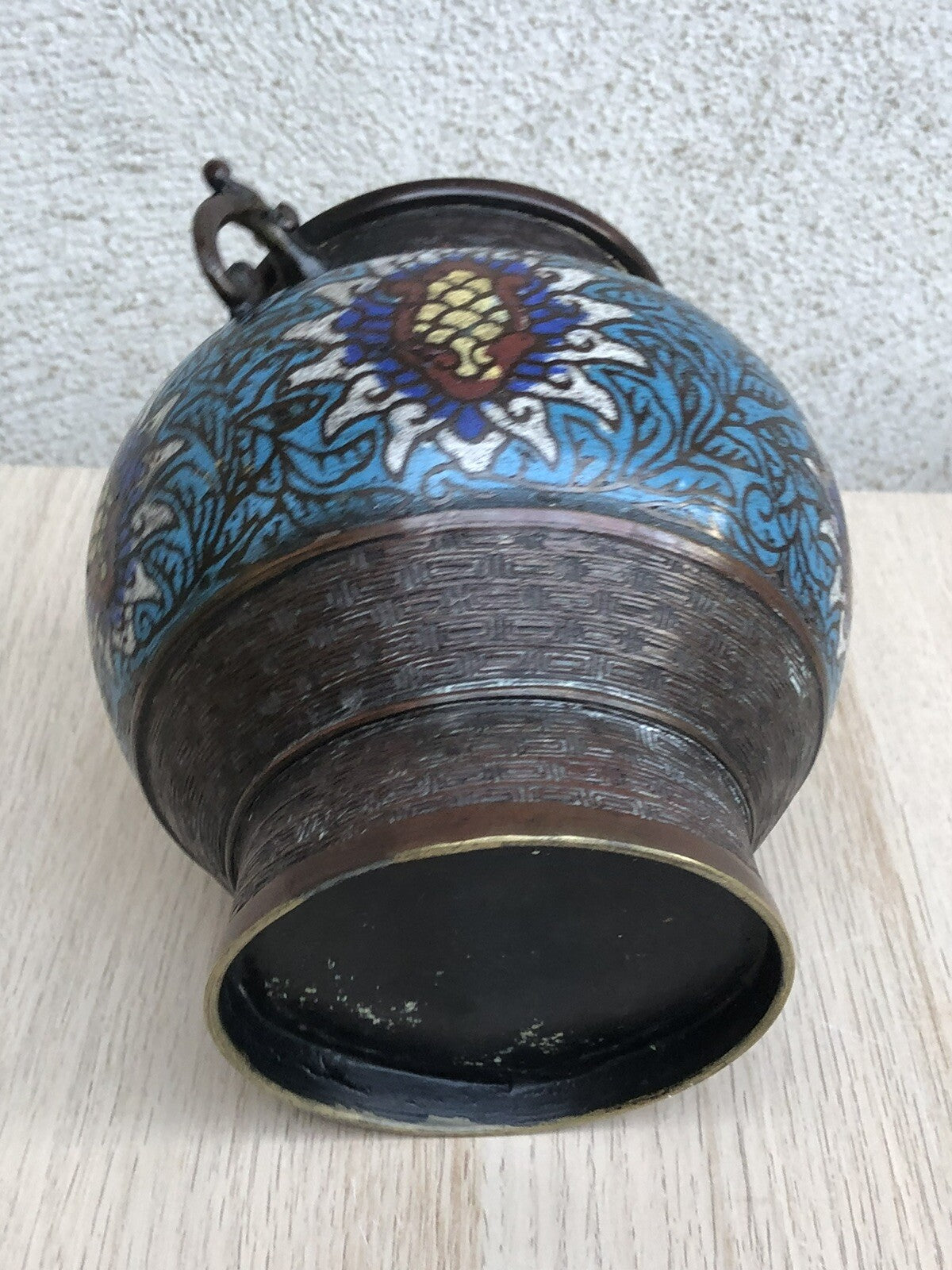 Vaso Vintage Cinese In Bronzo E Cloisonné