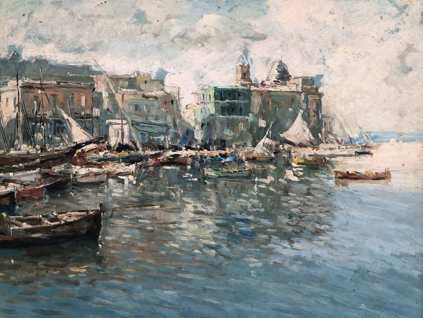Quadro vintage -Porto Di Pozzuoli- dipinto a olio