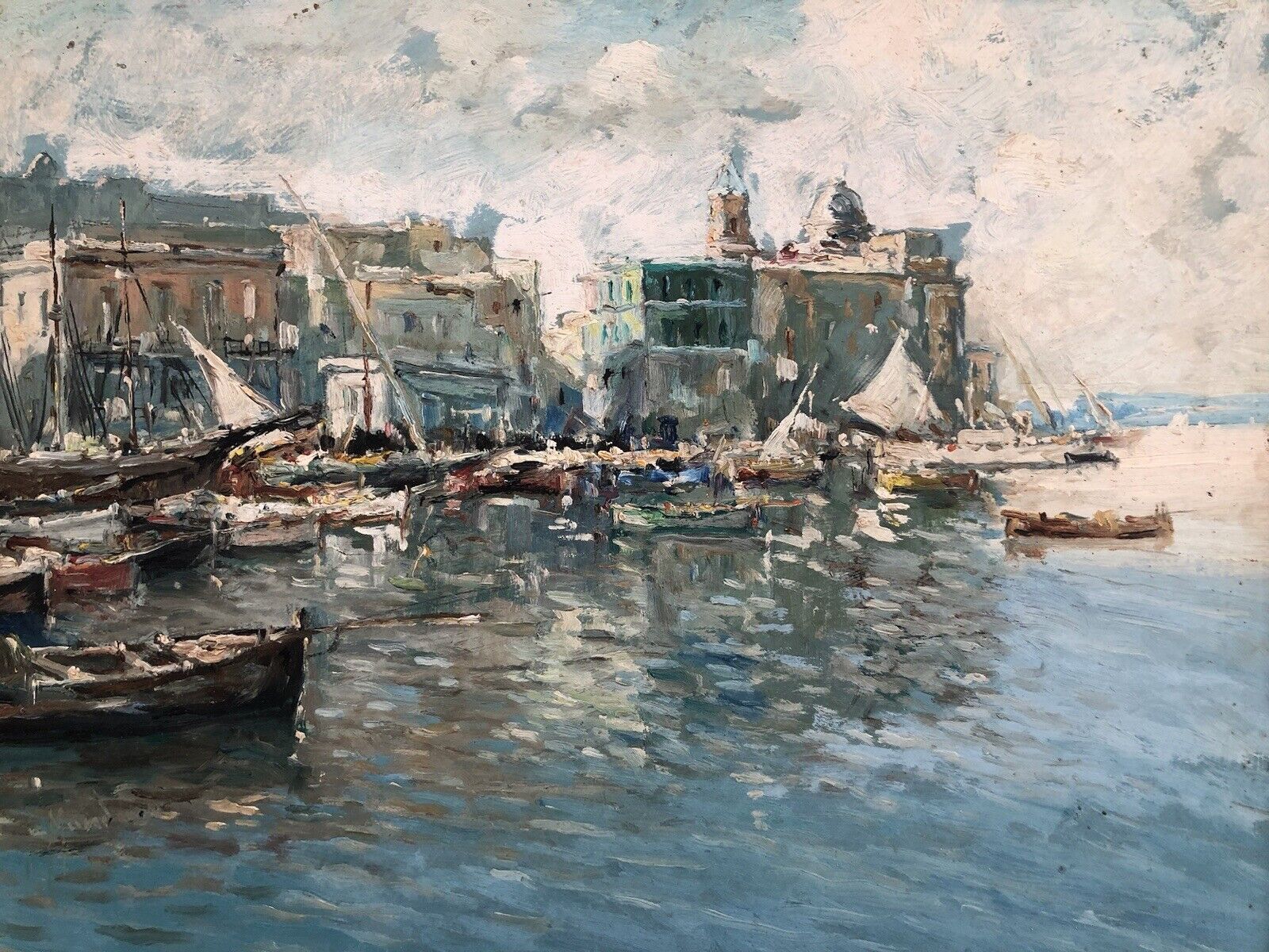 Quadro vintage -Porto Di Pozzuoli- dipinto a olio