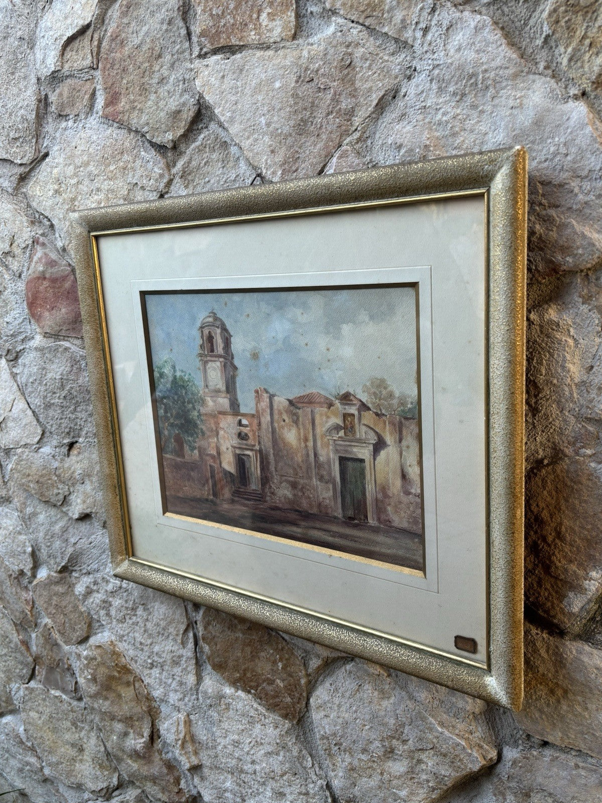 Quadro -Chiesa- realizzato ad acquerello su carta