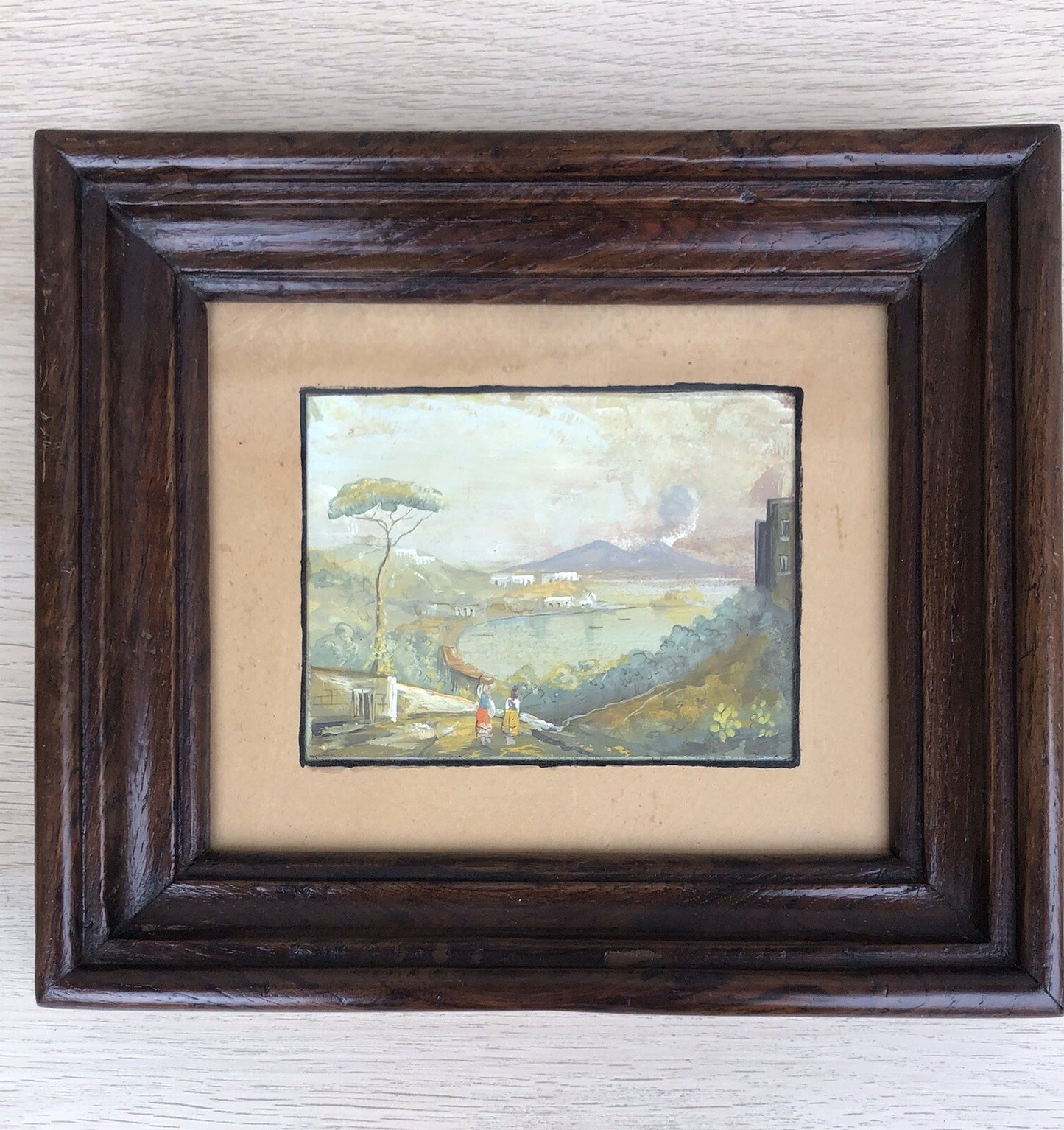 Quadro antico Gouache -Napoli- dipinto su carta