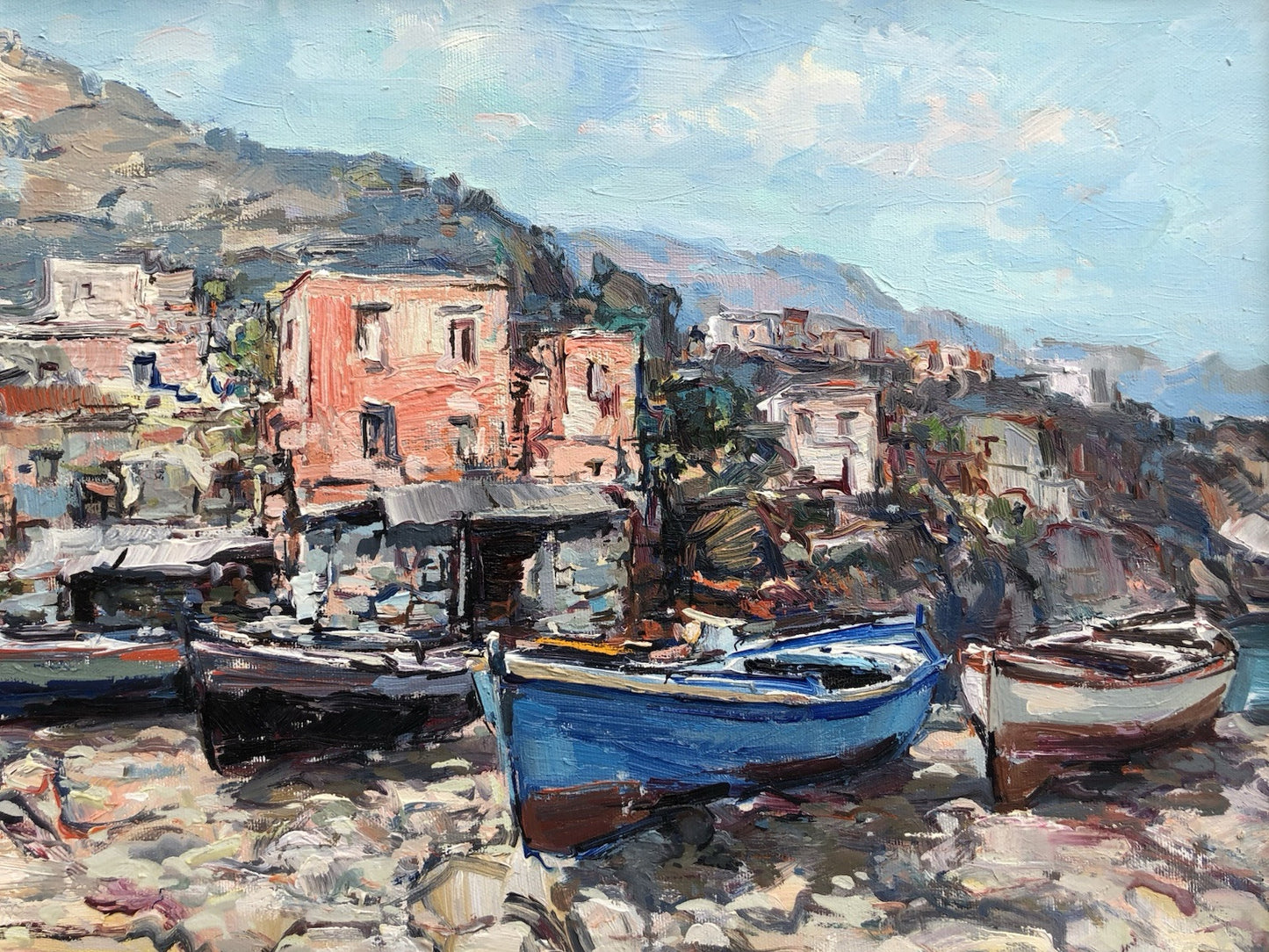 Quadro -Barche A Riposo- dipinto a olio su tela