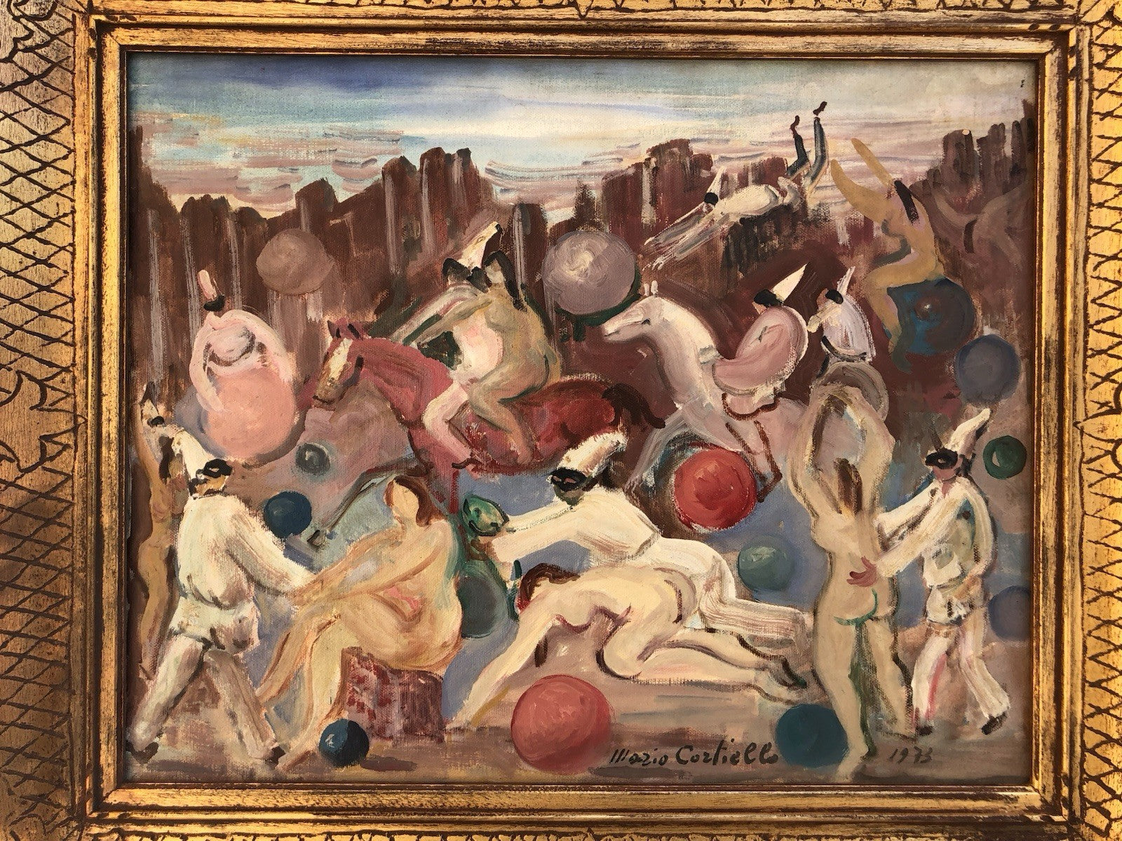 Quadro -Pulcinella- Mario Cortiello dipinto a olio su tela