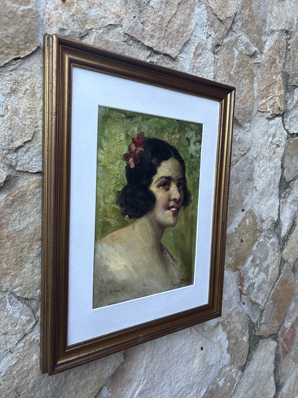Quadro -Figura Di Donna- dipinto a olio su tavoletta
