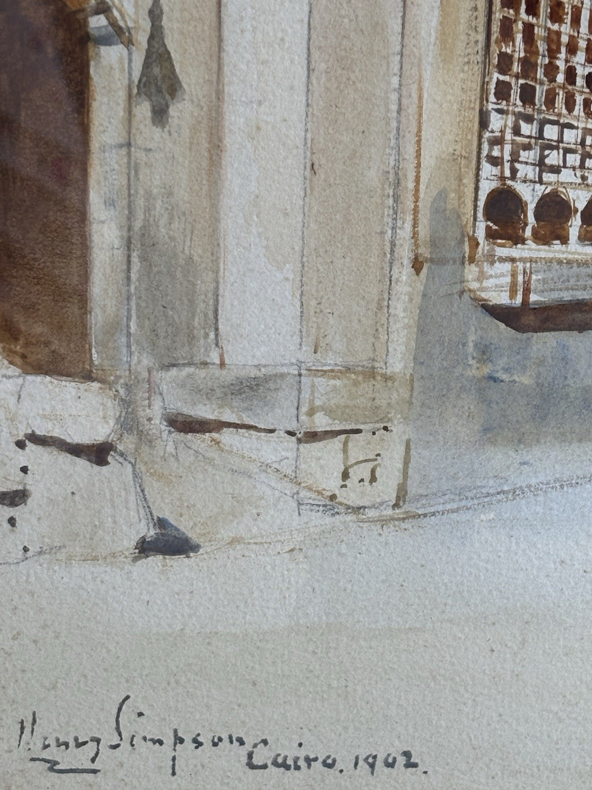 Quadro antico -Il Cairo- Henry Simpson realizzato ad acquerello su carta