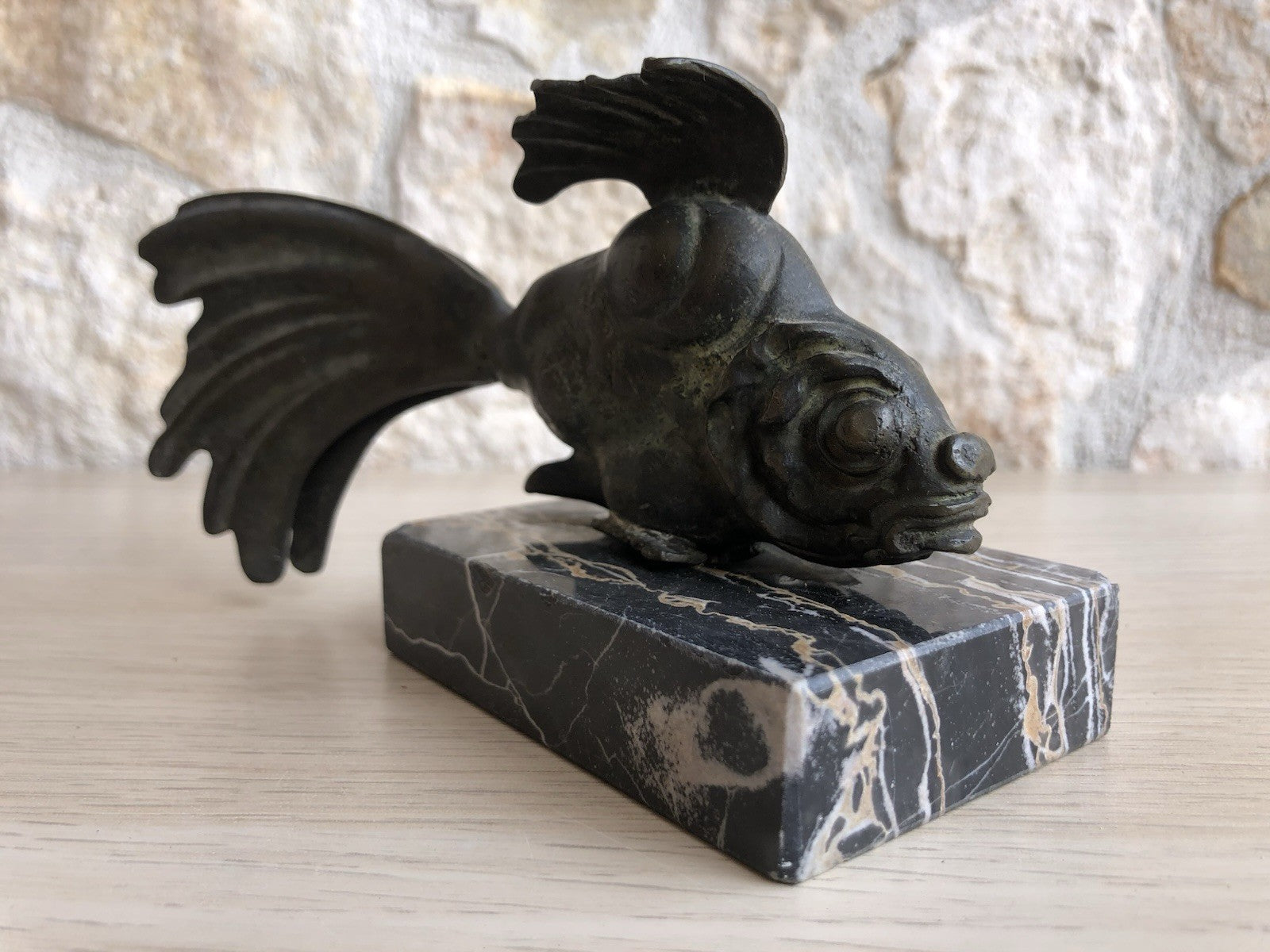 Scultura Vintage In Bronzo -Pesce-