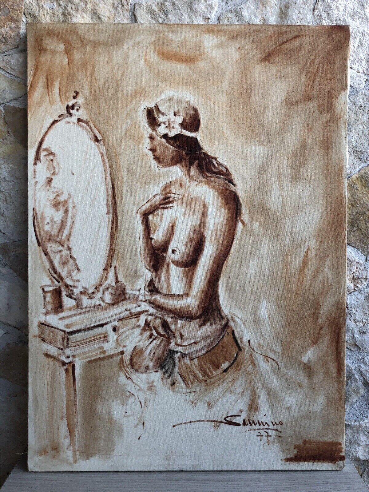 Quadro vintage -Nudo- dipinto a olio su tela