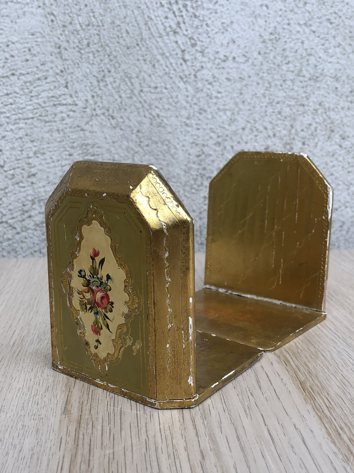 Coppia Di Fermalibri In Legno Stile Fiorentino