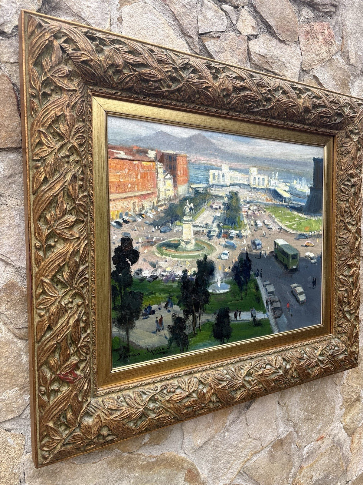 Quadro -Napoli Piazza Municipio- Enrico Aprile- dipinto a olio