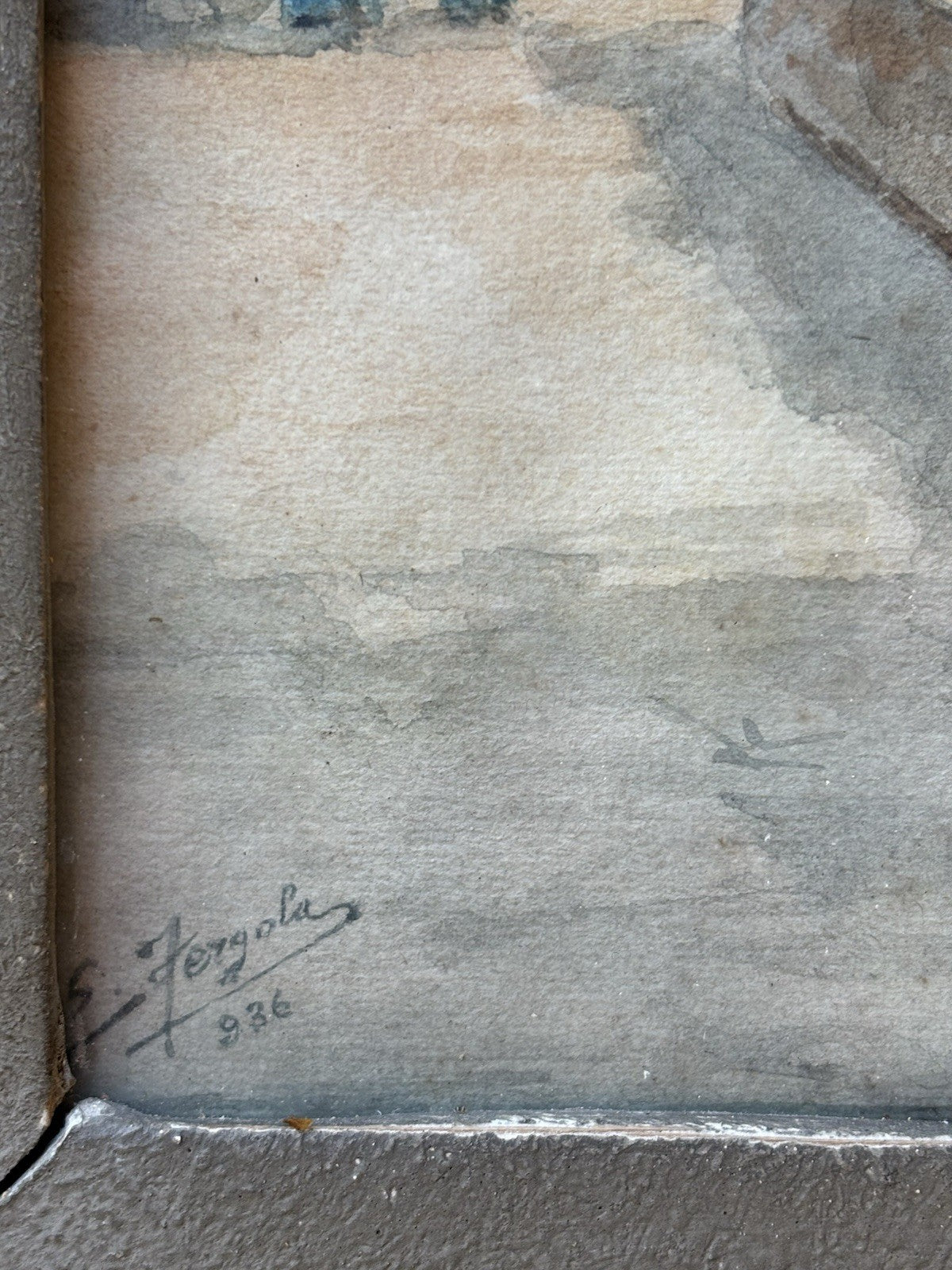 Coppia di quadri antichi -Paesaggi Napoli- realizzati ad acquerello su carta