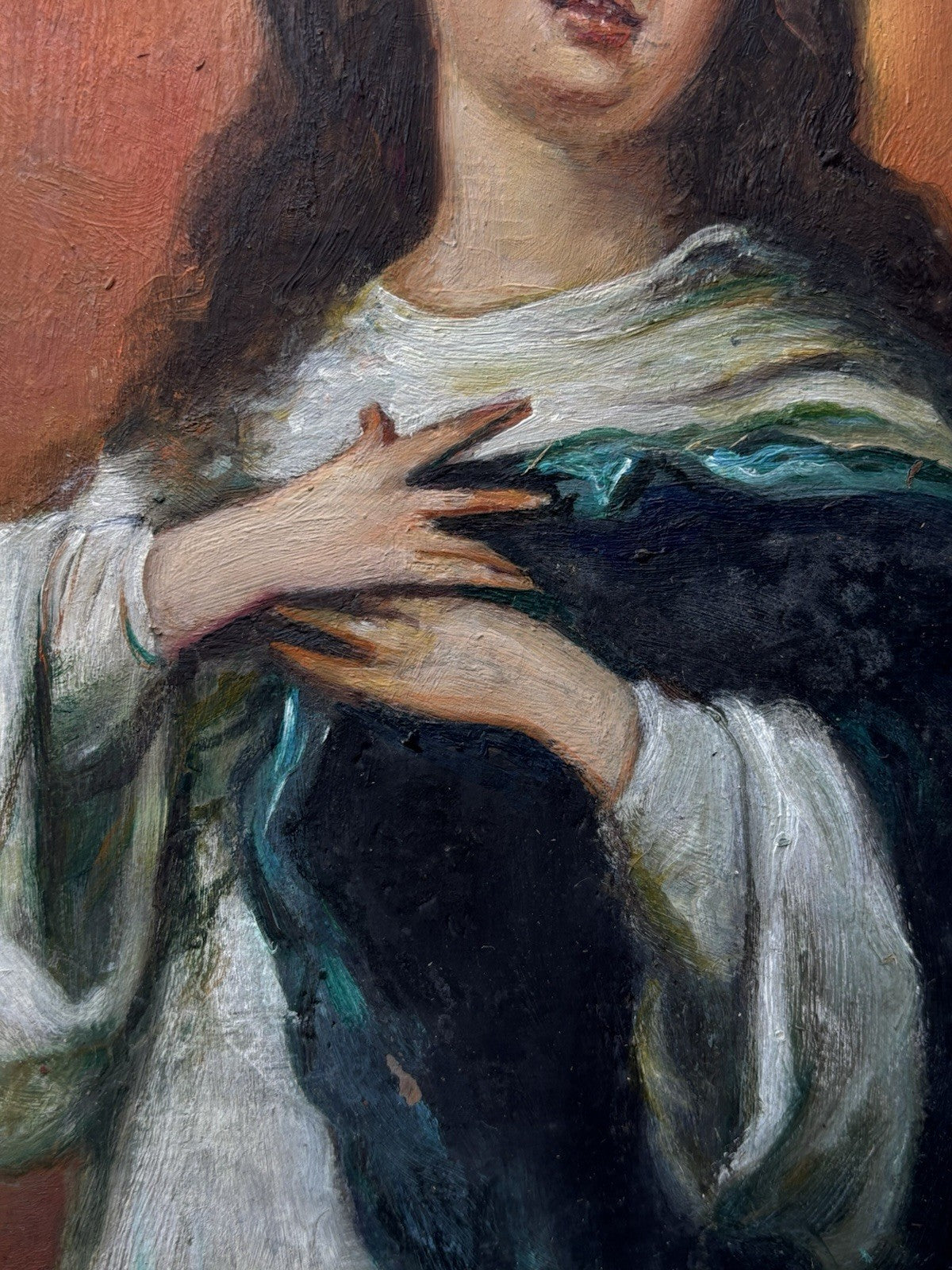 Quadro antico -Madonna- dipinto a olio su tavola