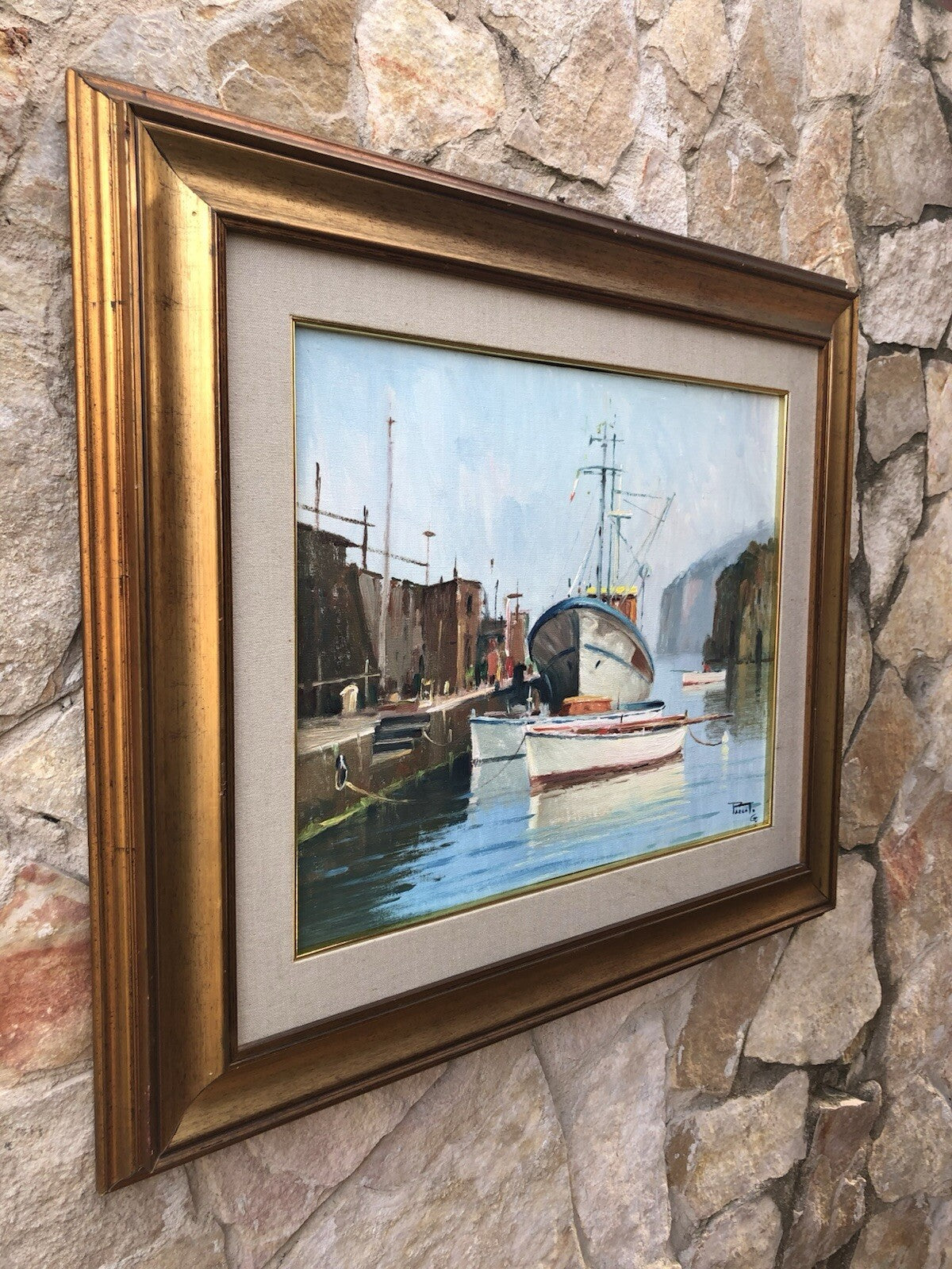 Quadro -Barche All’Ormeggio- dipinto a olio su tela