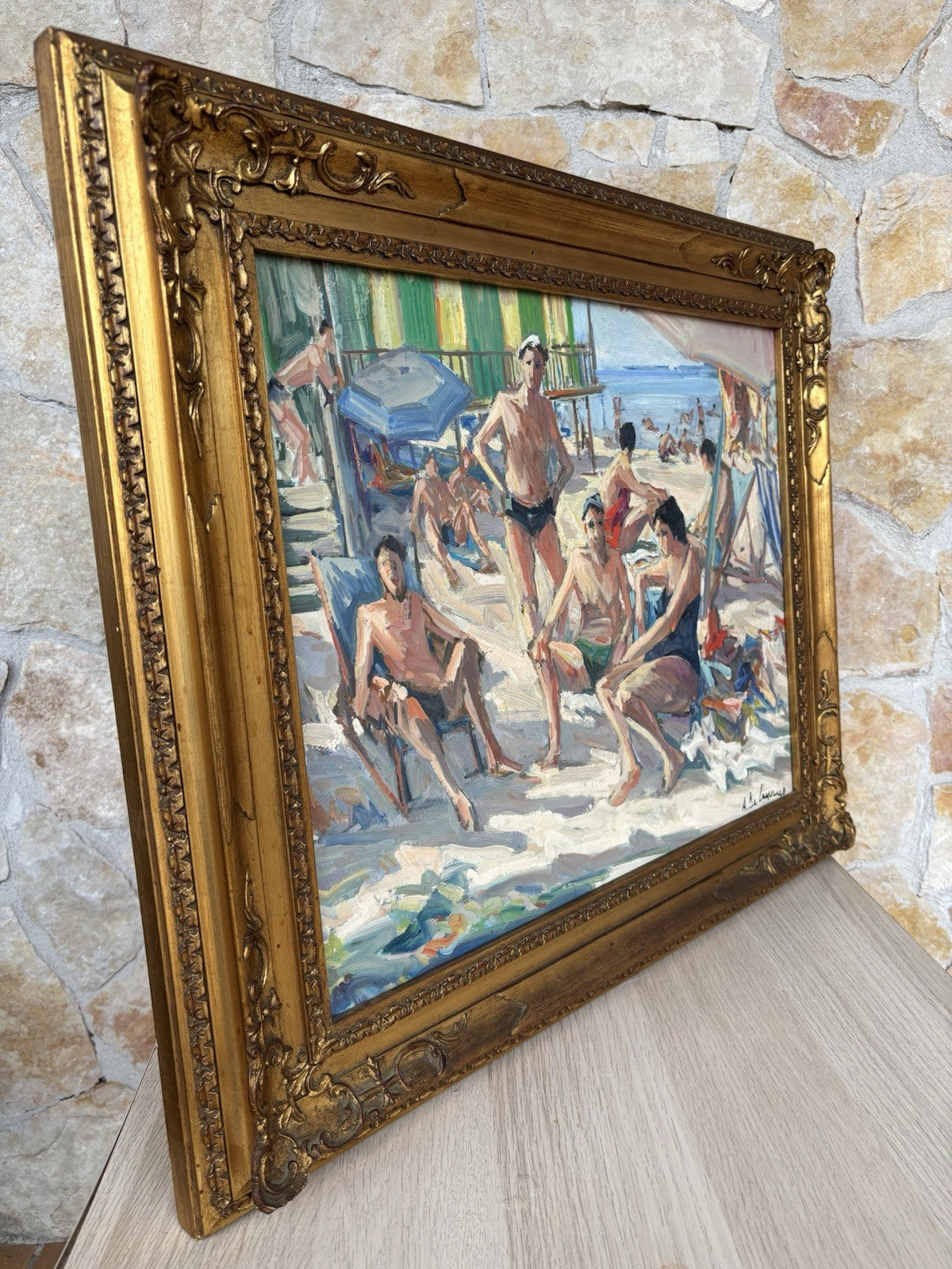 Quadro -Bagnanti- Armando De Lauzieres dipinto a olio