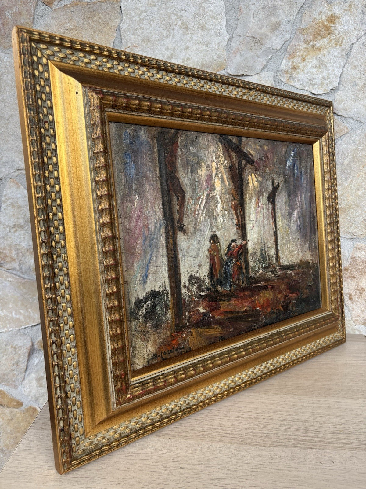 Quadro -Golgota- Guido Casciaro dipinto a olio su tavola