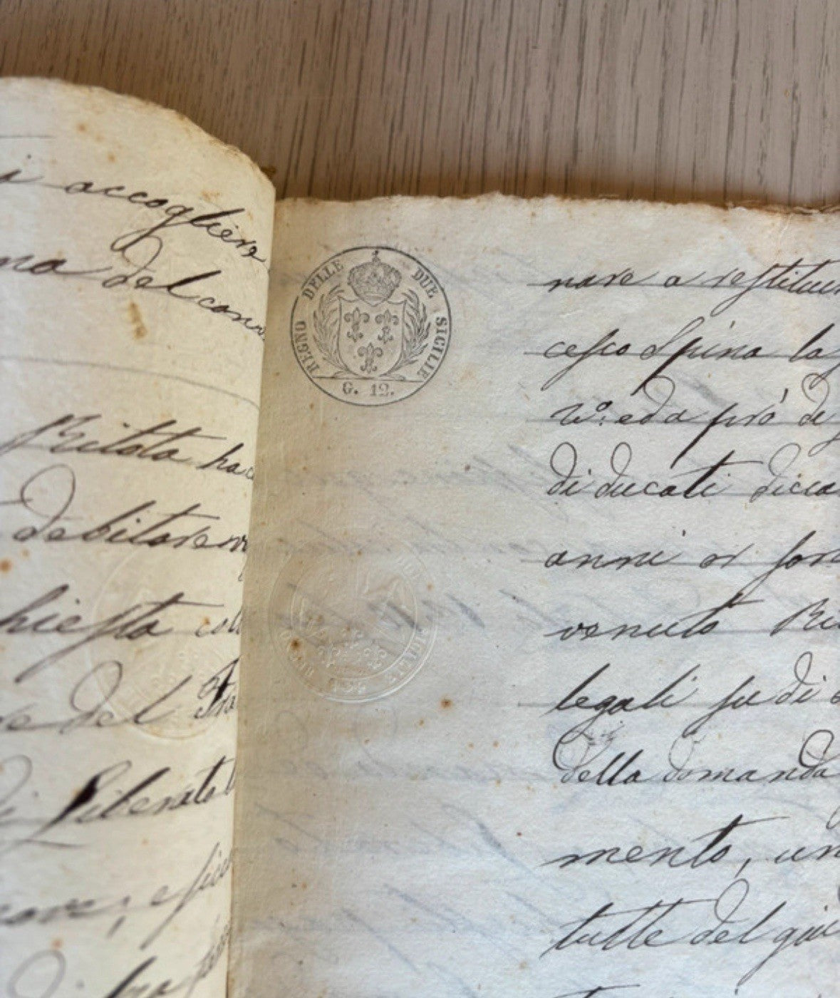 Manoscritti Antichi, Documenti 1800 Con Timbri Del Regno Delle Due Sicilie