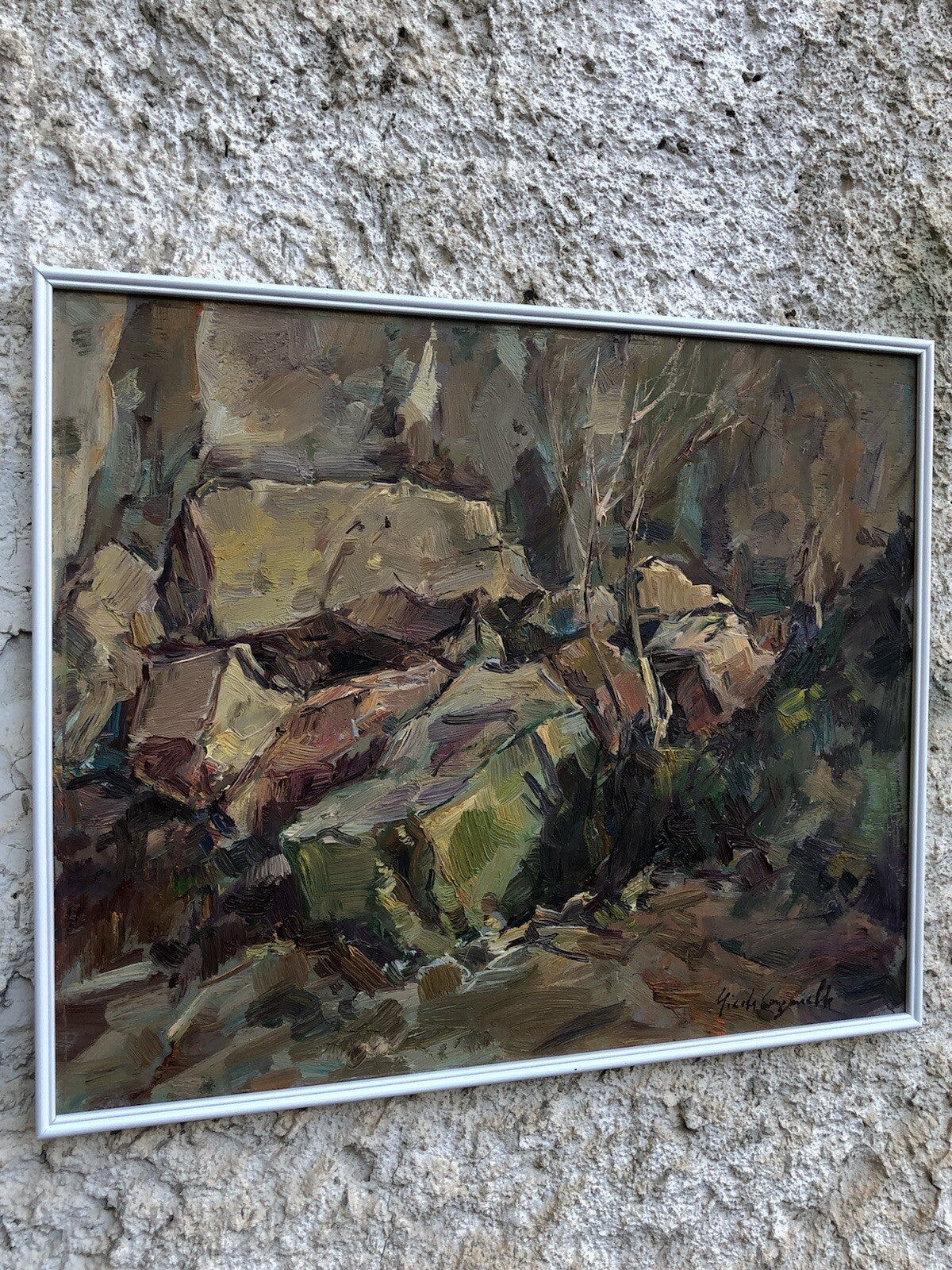 Quadro vintage -Paesaggio Montuoso- dipinto a olio su tavoletta