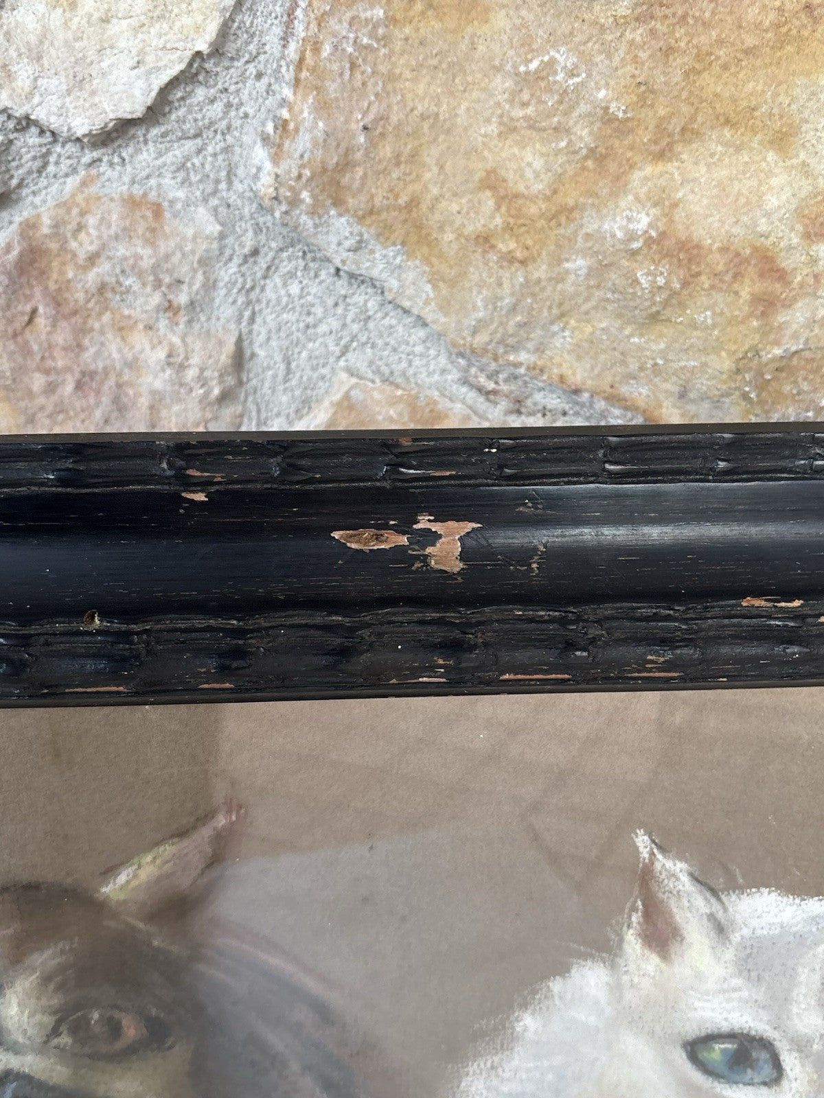 Quadro antico -Figure Animali- Federico De Curtis- pastello su carta