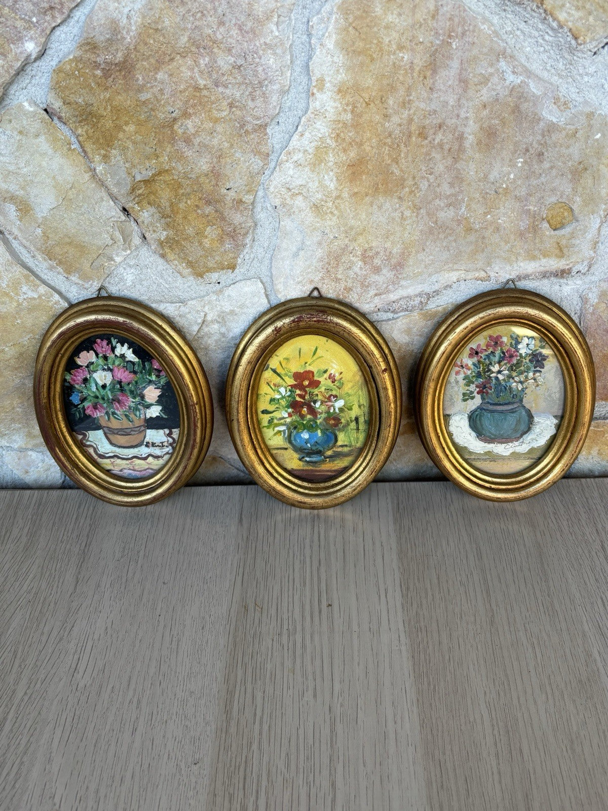 Tris Di Quadri Vintage Dipinti A Olio