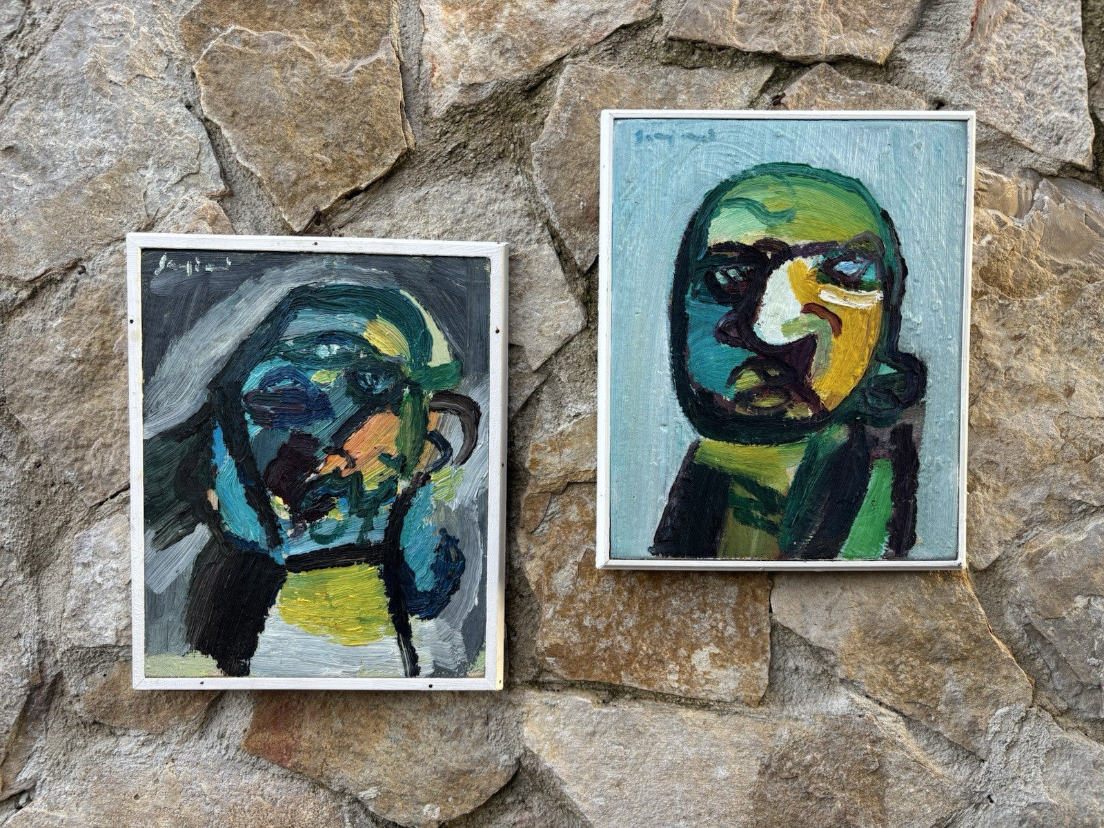 Coppia di quadri -Figure Astratte- Mario Sangiovanni dipinti ad olio