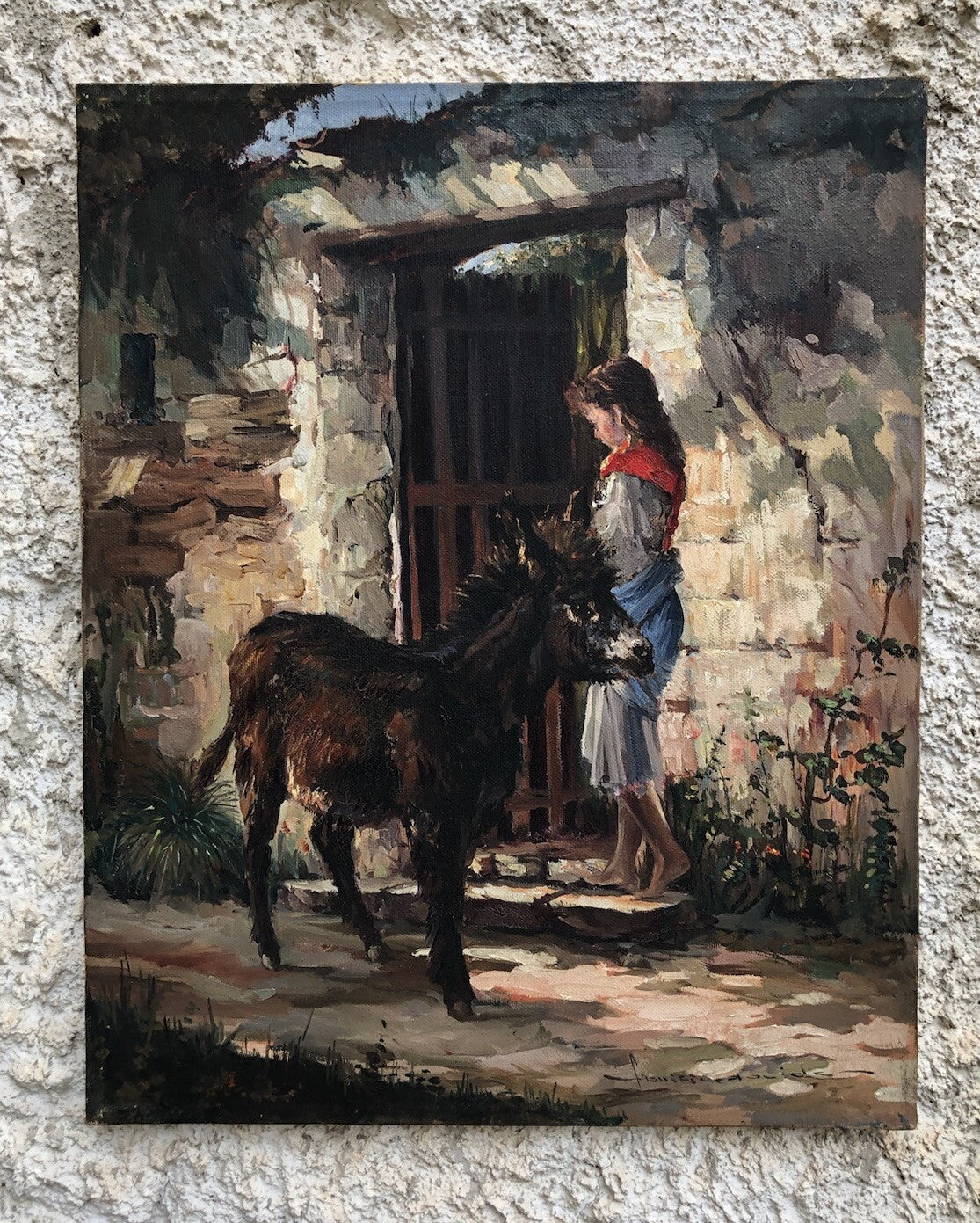 Quadro vintage -Asinello- dipinto a olio su tela