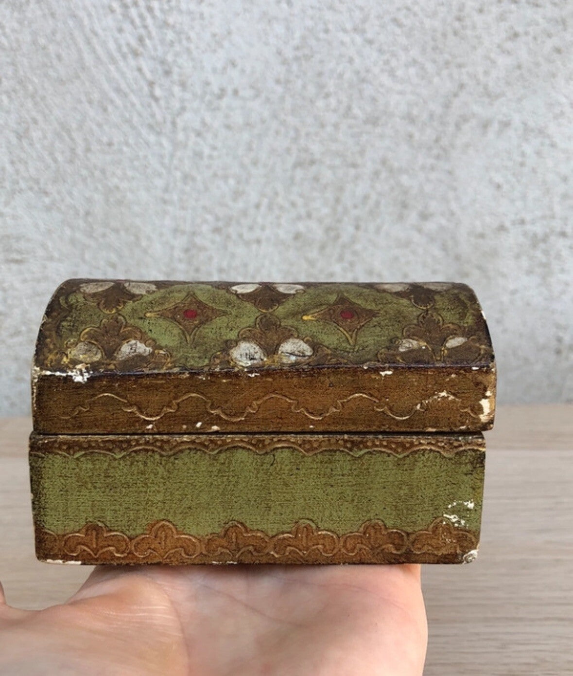 Scatola Portagioie Vintage In Legno Stile Fiorentino