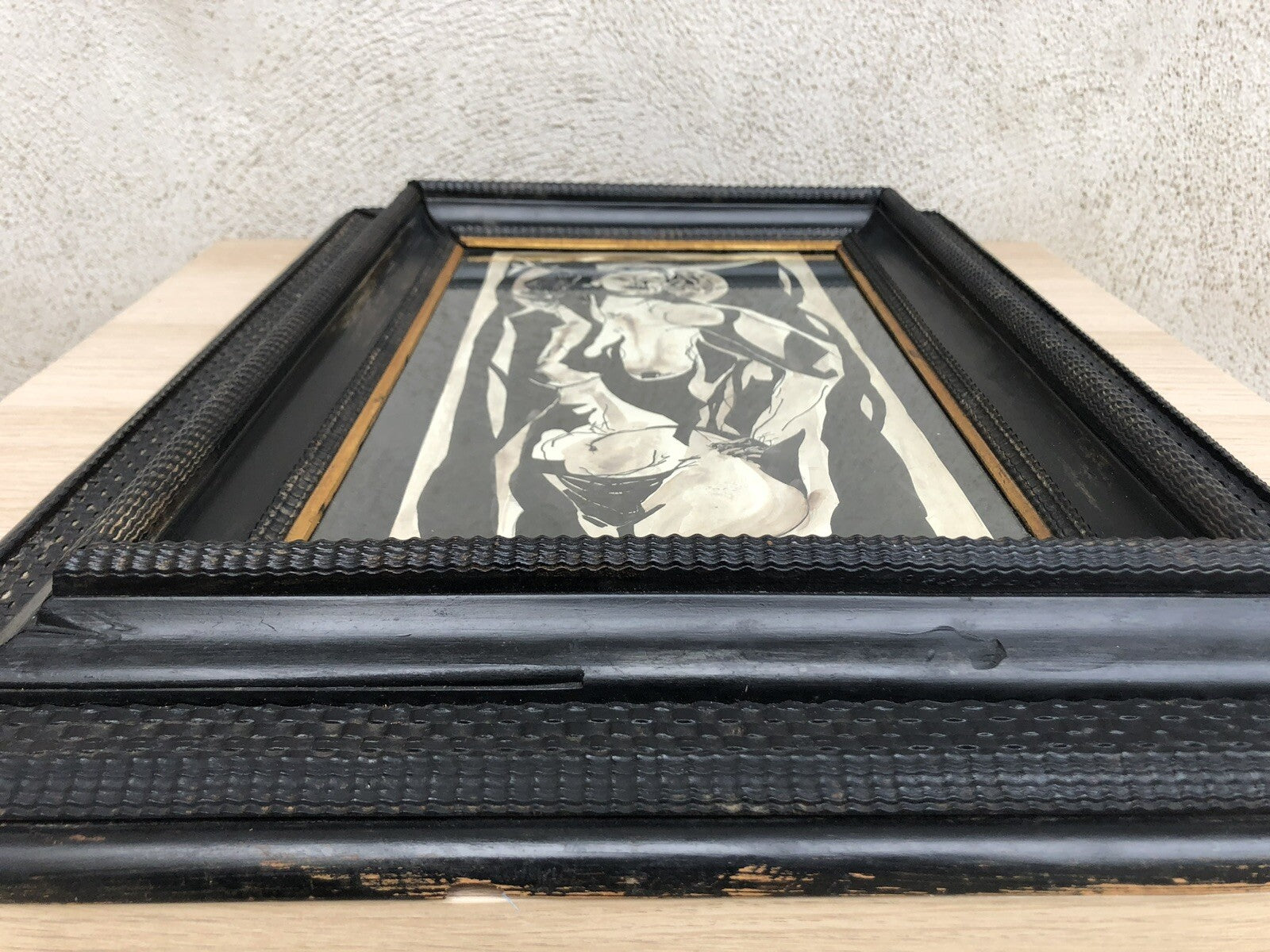 Quadro antico -Nudo- tecnica mista su carta
