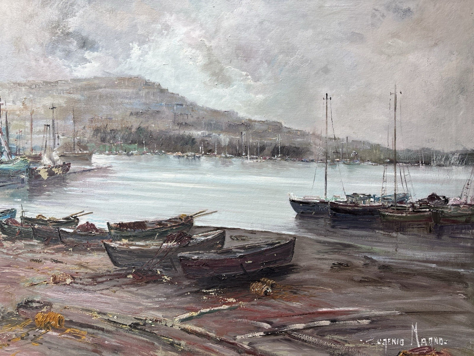 Quadro -Marina Di Mergellina- Eugenio Magno- dipinto a olio su tela