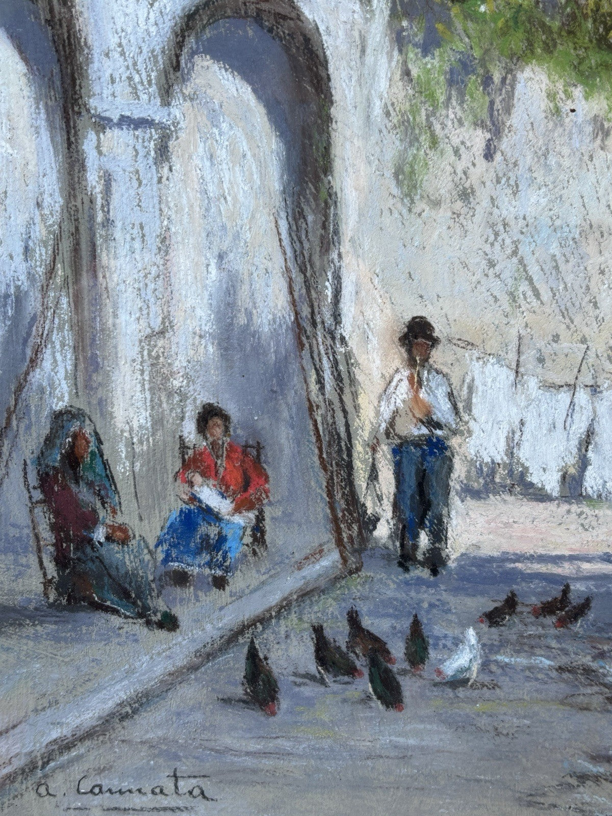 Quadro -Strada Con Figure- Antonio Cannata-realizzato a pastello